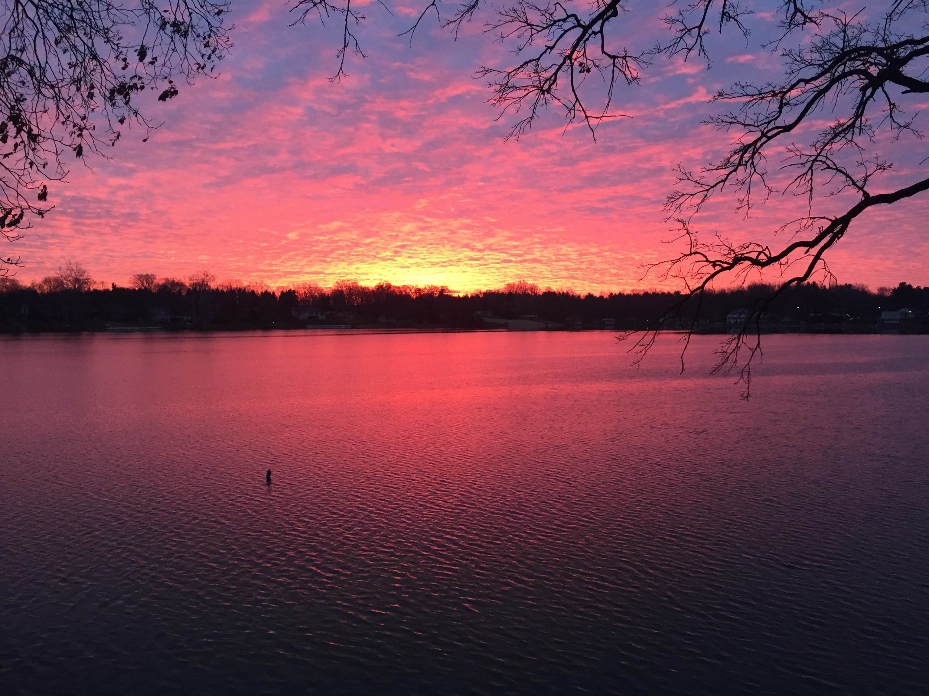 Sunset from the pontoon on South Twin Lk