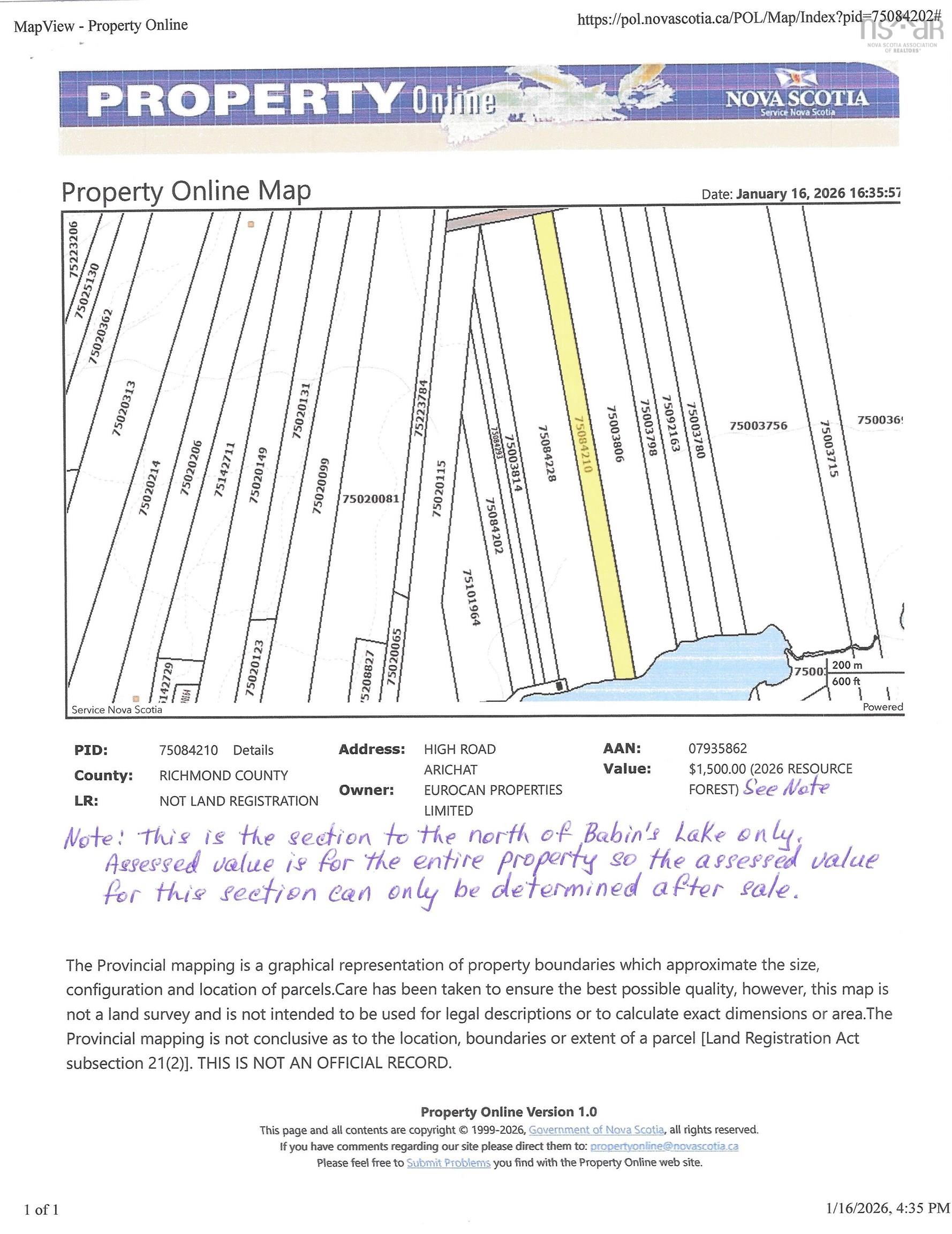 $13,000.00: Babins Lake, Arichat