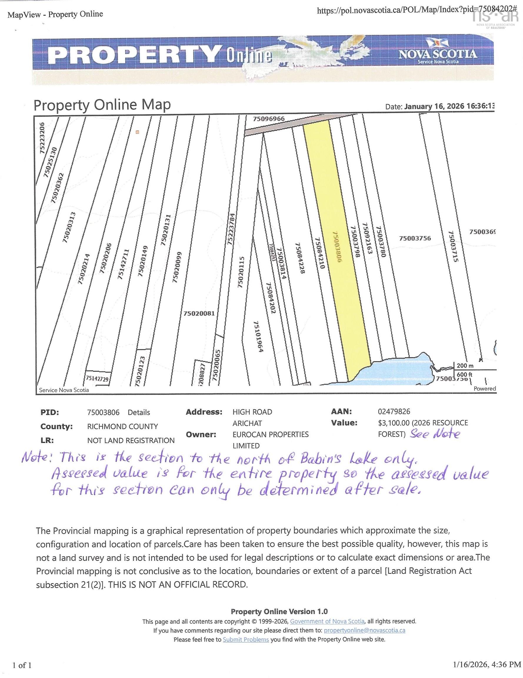 $24,000.00: Babins Lake, Arichat