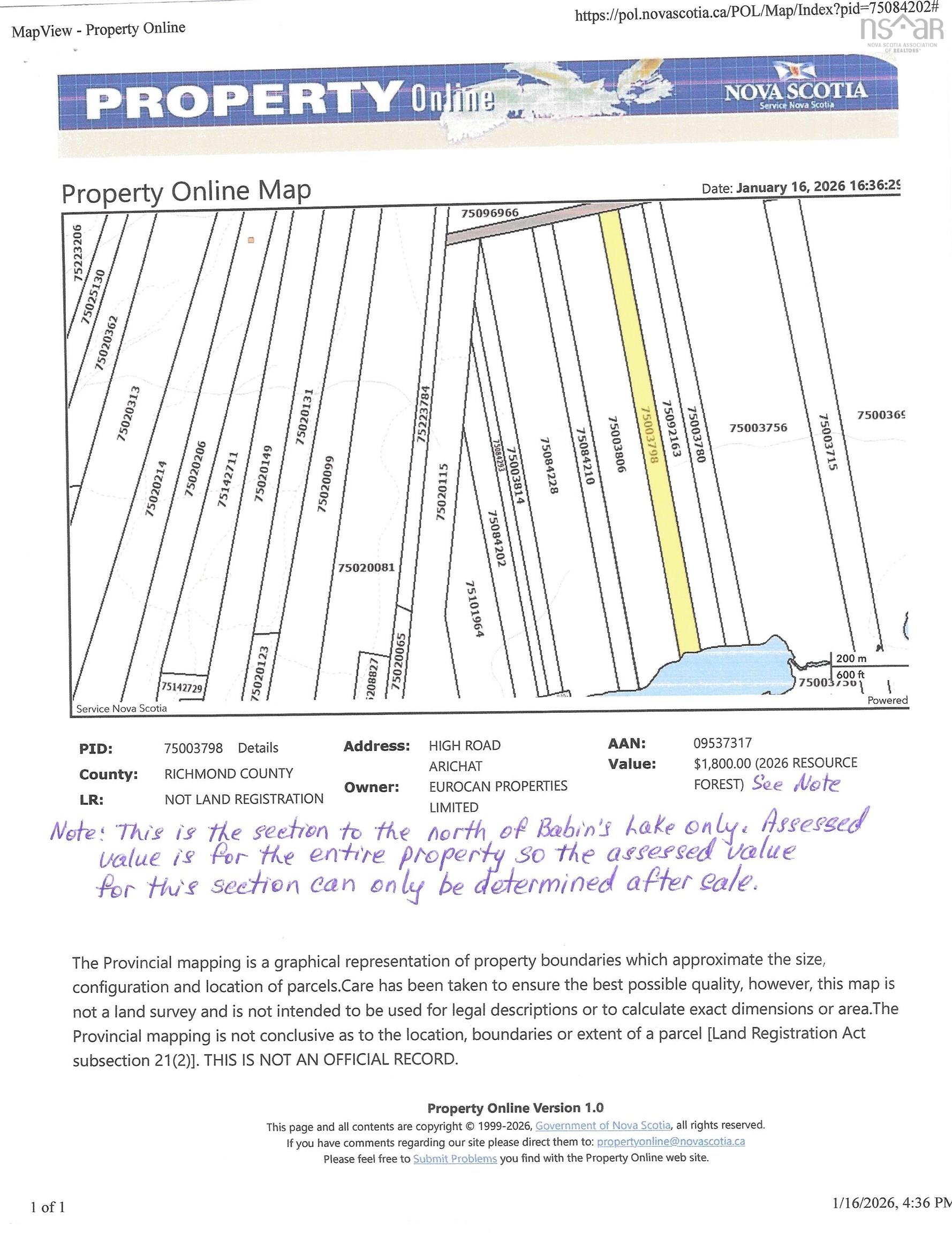 $13,000.00: Babins Lake, Arichat