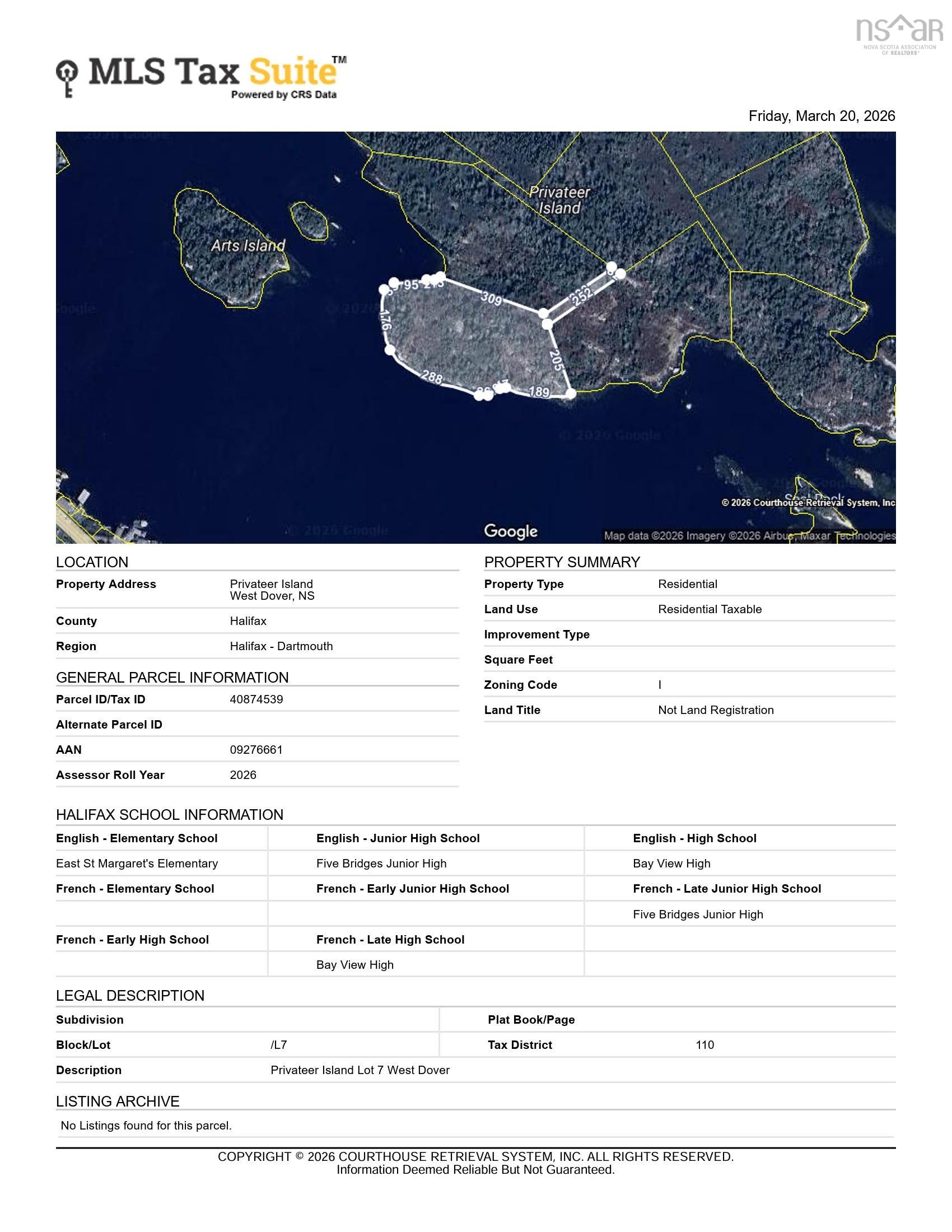 $175,000.00: Lot 7&8 Privateer Island, West Dover