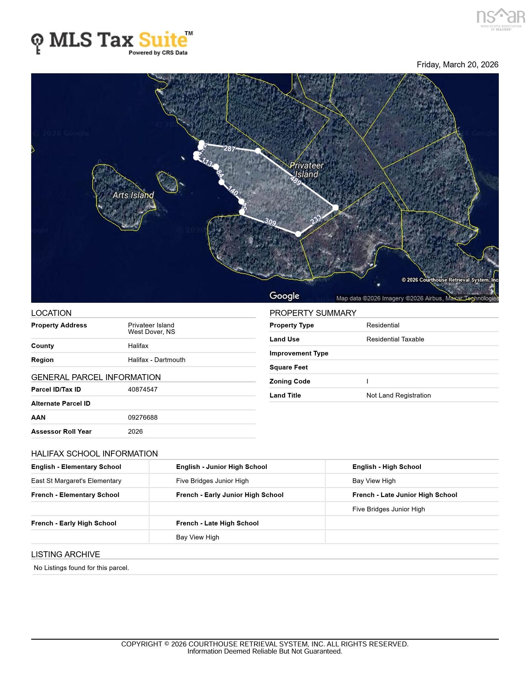 $175,000.00: Lot 7&8 Privateer Island, West Dover