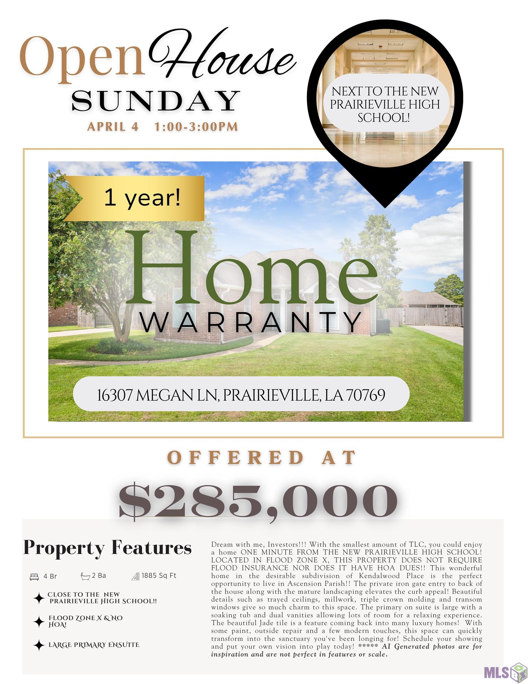 16307 MEGAN LN, Prairieville, LA 70769