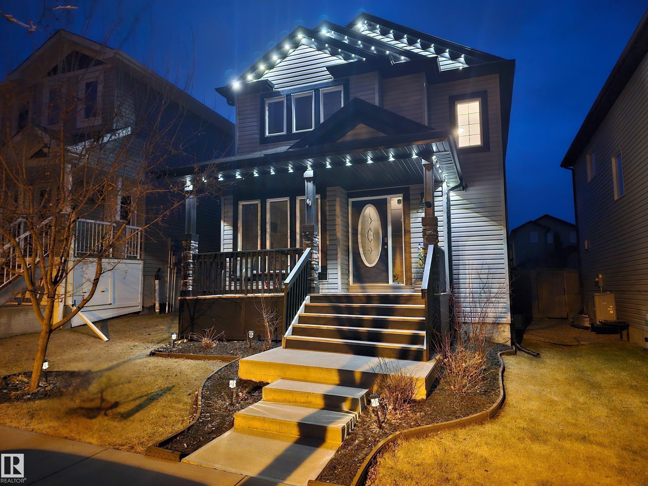 Fantastic layout w/ room for the whole crew! Extensively updated w/ Govee exterior lighting, central A/C, fresh paint, new furnace (2024), & new HWT (2026), the main floor features a dedicated office/den, 2pc bath off the back hall, spacious living room, & a functional kitchen w/ stainless appliances, centre island w/ raised breakfast bar, corner pantry, & a separate dinette. Upstairs showcases new carpeting & 3 bedrooms incl. French doors leading into a king-sized owner's suite w/ walk-in closet & 4pc ensuite, while the fully-finished basement adds a rec room, workout space, 4th bedroom, and laundry & storage area. The exterior is complete w/ a welcoming front porch, HEATED double-attached garage, new 2-tiered exterior deck w/ LED lighting, low-maintenance landscaping w/ new artificial turf (2025), & a highly desirable WEST-FACING backyard for afternoon and evening sun. W/in walking distance to playgrounds, trails, shopping, & Jubilee Park, this home is move-in ready w/ all the big-ticket items complete!