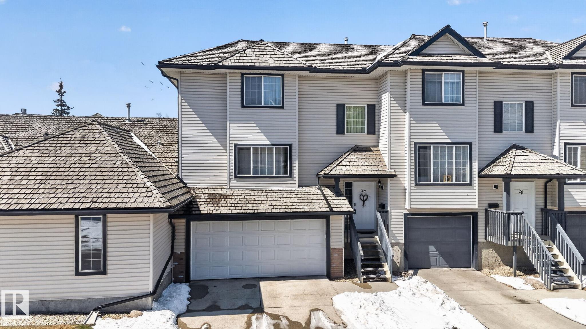 Located in the peaceful, mature neighbourhood of Blackburne with easy access to Anthony Henday Drive, the airport, shopping and many other amenities. This spacious townhouse has central air conditioning, a large west facing deck and a double attached garage. On the main level you?ll find the kitchen with newer stainless appliances, a ton of cupboard and counter space and a peninsula overlooking the dining area. The dining space is bright and has access to the deck and living room. The living room is spacious and bright, there is also a half bath on this floor. Upstairs is the primary suite, complete with a walk in closet and full ensuite. There are two more bedrooms, another full bathroom and laundry upstairs. The basement is finished with a rec room, that could easily be a 4th bedroom, storage and access to the garage. This home is a MUST SEE!