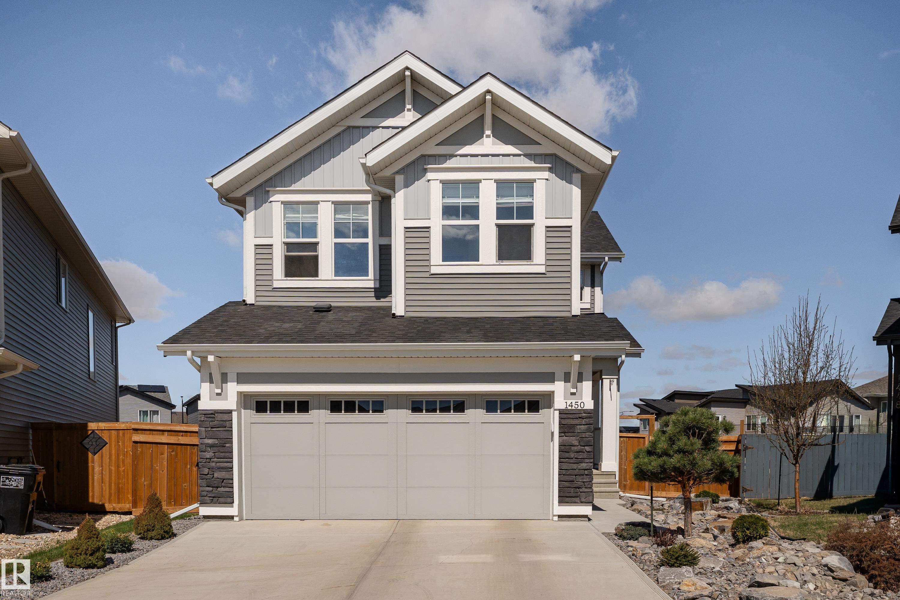 Welcome to this stunning, energy efficient Jayman built home featuring premium upgrades that include central air conditioning, solar panels & basement plumbing rough-ins ready for a future legal suite. This impressive home was designed for both everyday living & entertaining. The modern open-concept main floor showcases a chef inspired kitchen with stainless steel appliances, a huge quartz island & a convenient walk-through pantry. The adjoining dining & living areas are enhanced by 9ft ceilings & large windows that fill the space with natural light. Upstairs the luxurious primary offers a spa-like ensuite with dual vanities, a deep soaker tub w/ a separate shower & water closet. To complete this upper level there are 2 generously sized bedrooms an additional bathroom & spacious bonus room. Situated on an oversized pie-shaped lot, the professionally landscaped backyard was designed for outdoor enjoyment with a large deck & inviting fire pit area, perfect for relaxing or hosting.