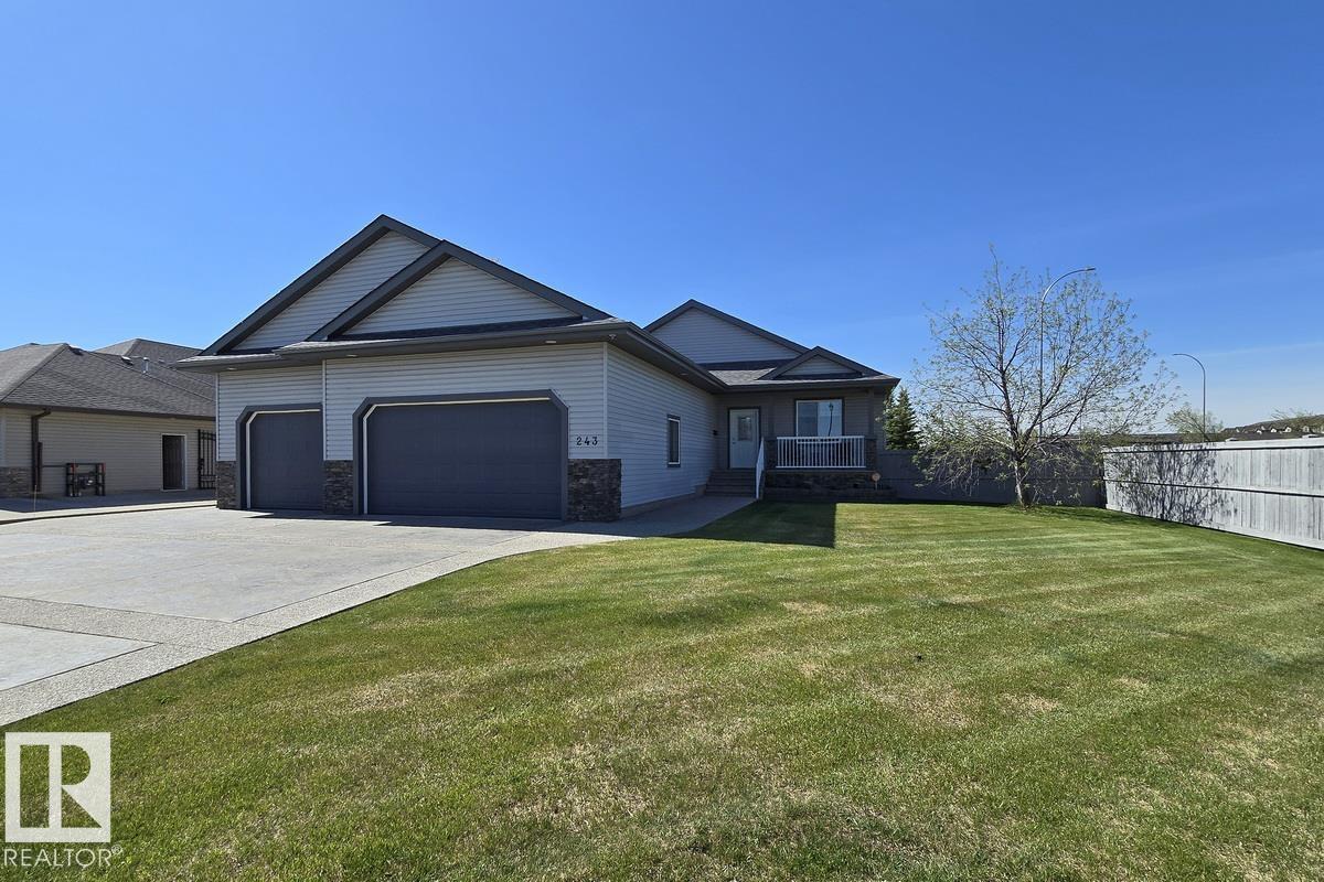 This beautiful, feature-rich bungalow in Southfort Estates is a great family home with 5 total bedrooms on a .38 acre lot, a 34x34 attached garage (in-floor heat, drive thru bay & 2pc bath!), 24x24 detached garage (heated) & RV parking. The spacious home features 10? ceilings, a fantastic granite kitchen, newer appliances, eating bar. The living room has 12? ceilings & big windows for lots of natural light. The dining space looks out onto the exposed aggregate deck & back yard. Spacious primary suite complete with a corner gas fireplace, large ensuite & walk in closet. Main floor laundry, 2nd bedroom, front den & 4 pc bathroom round it out. The fully finished basement has 3 bedrooms, large rec room with a wet bar, 4 pc bath & cold storage room. In-floor heat in the basement & attached garage, central A/C, newer hot water tank. Vinyl plank flooring main floor, total of 3 fireplaces, new shingles (2025), low maintenance yard w/in-ground sprinkler system, exposed aggregate concrete & true pride of ownership!