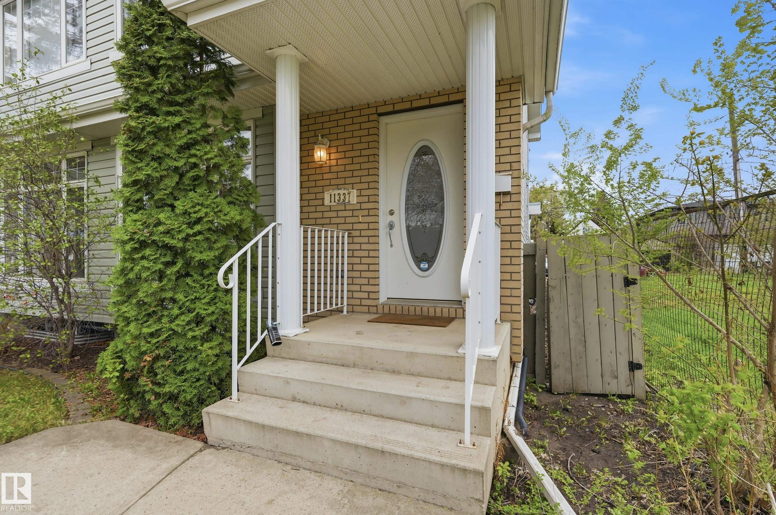 LOCATION! Nestled in beautiful McKernan, well-kept 2.5-storey half-duplex offers prime location just a 2-minute walk to McKernan/Belgravia LRT. With 1800+sf of living space, 4 bedrooms, 4 baths, the home provides easy access to the U of A campus, hospital, downtown, & vibrant amenities of Whyte Avenue. Main floor features an inviting open floor plan characterized by its open concept & cozy corner fireplace that anchors the living area. A functional kitchen is equipped with stainless steel appliances, abundant counter space, & a central island that provides plenty of seating for guests. This level is rounded out with a convenient powder room & dedicated laundry Rm. On the second level, you will find two spacious bedrooms with walkin closets, including a primary suite with a private ensuite & additional full bathroom. The unique top-floor loft can be used as 3rd bdrm or work space.  Fully developed Bsmt includes Rec. Rm, 4th bdrm & 3pc bath. Enjoy low maintenance yard, updated shingles (2021) and Garage.