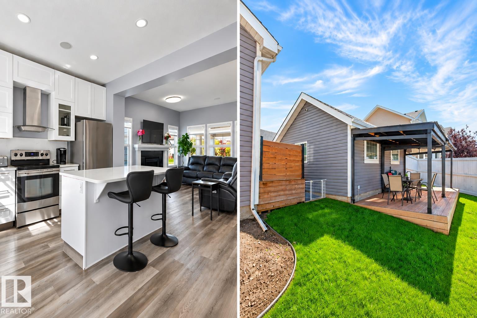 Welcome home to Southfork, where everyday living feels a little easier! This IMMACULATE, renovated 1385 sq ft 2-storey sits on a gorgeous, well-maintained corner lot beside a city-maintained path. Picture morning coffee on the front veranda, evening walks right from your doorstep & summer days spent relaxing in your beautifully landscaped yard. Inside, natural light fills the bright, welcoming main floor featuring LVP throughout?no carpet! The beautifully updated kitchen is the heart of the home w/ trendy white cabinetry, gorgeous quartz counters, stainless steel appliances & a custom pantry, all flowing into the dining & living spaces. Cozy up around the gas fireplace & enjoy the built-in sound system. Upstairs, retreat to the primary suite w/ his & her closets & an updated 4pc ensuite, plus 2 additional bedrooms & another updated 4pc bath. Outside, the fully fenced yard is made for summer w/ TWO private decks, including a south-facing deck w/ attached pergola for shade. Extras include A/C, central vac,
