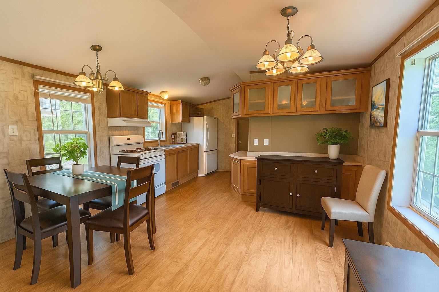 Virtually Staged Dining area without dishwasher 23702574