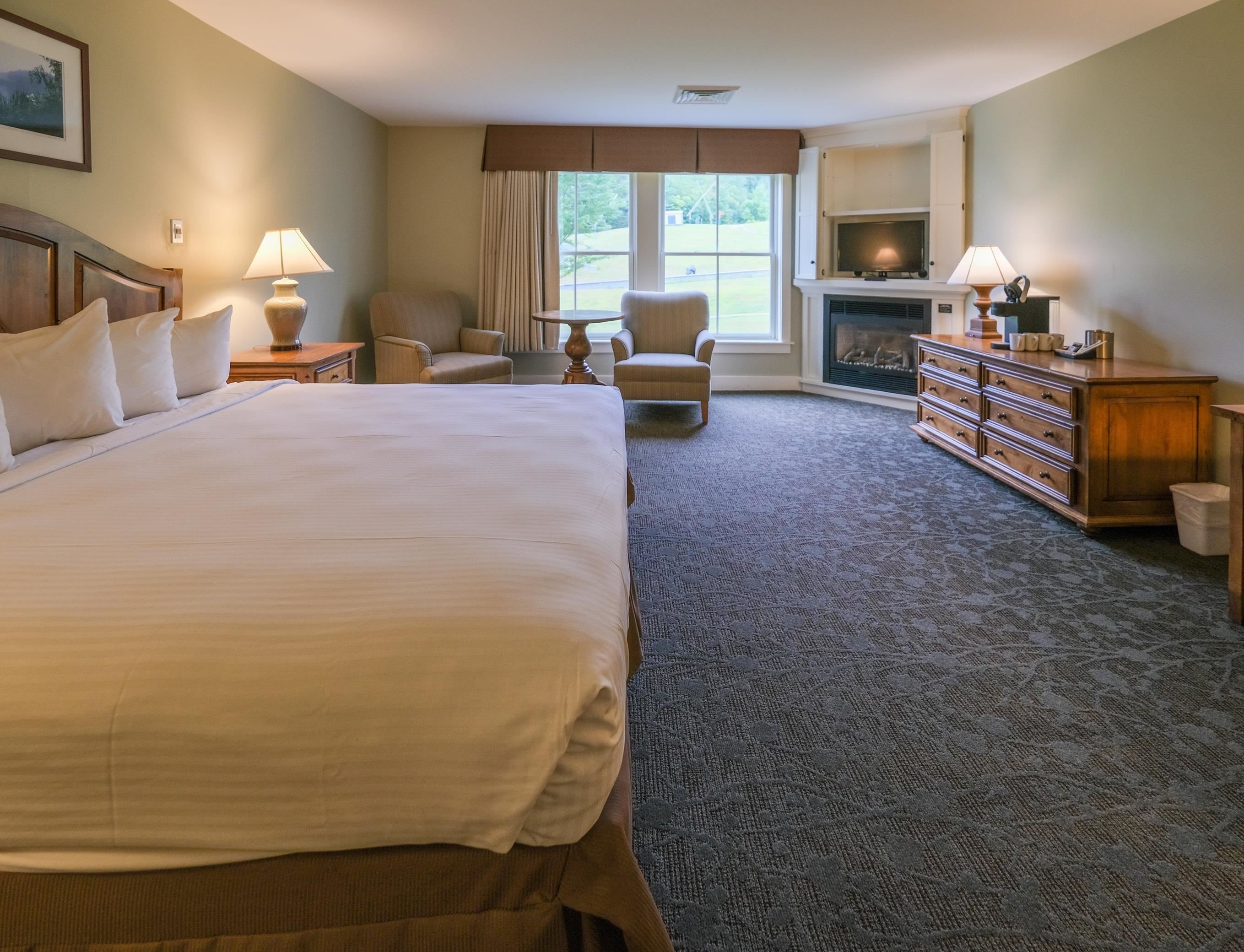 Spacious suite with fireplace and sitting area