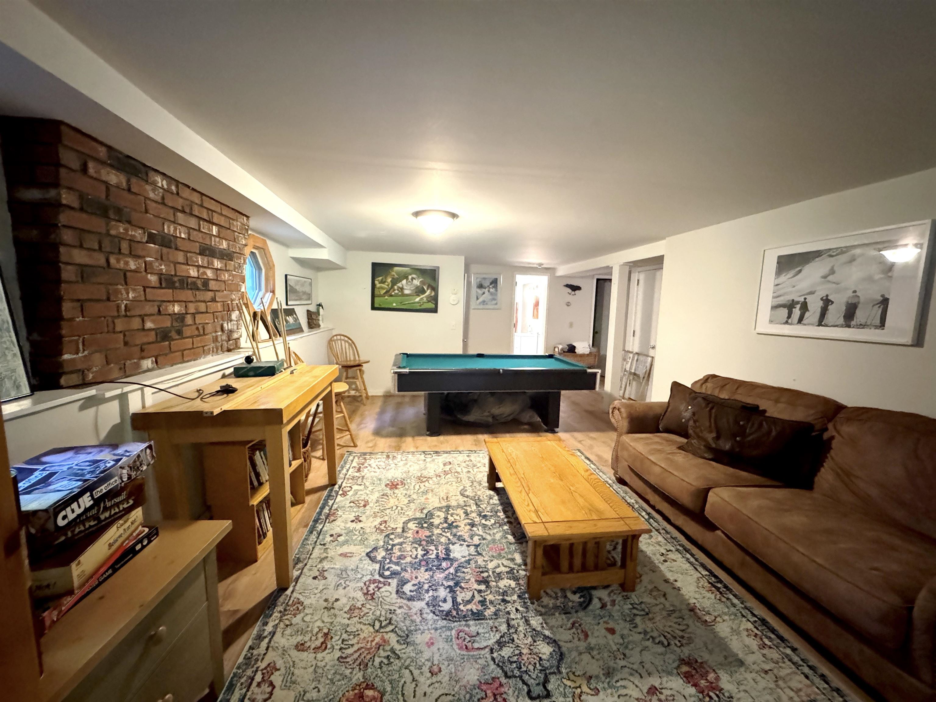 Down the stairs to the game room/hangout space