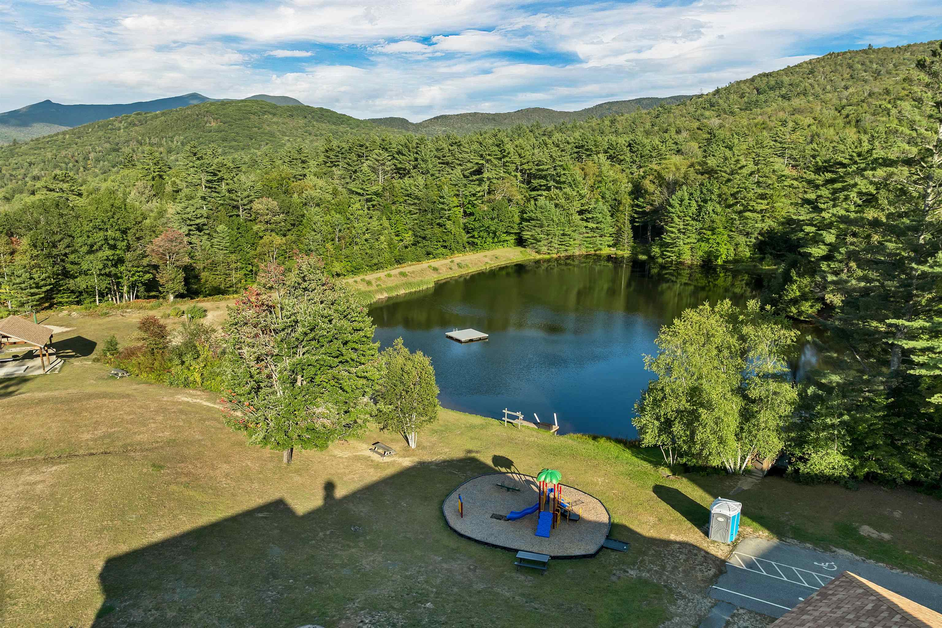 Pond with sandy beach