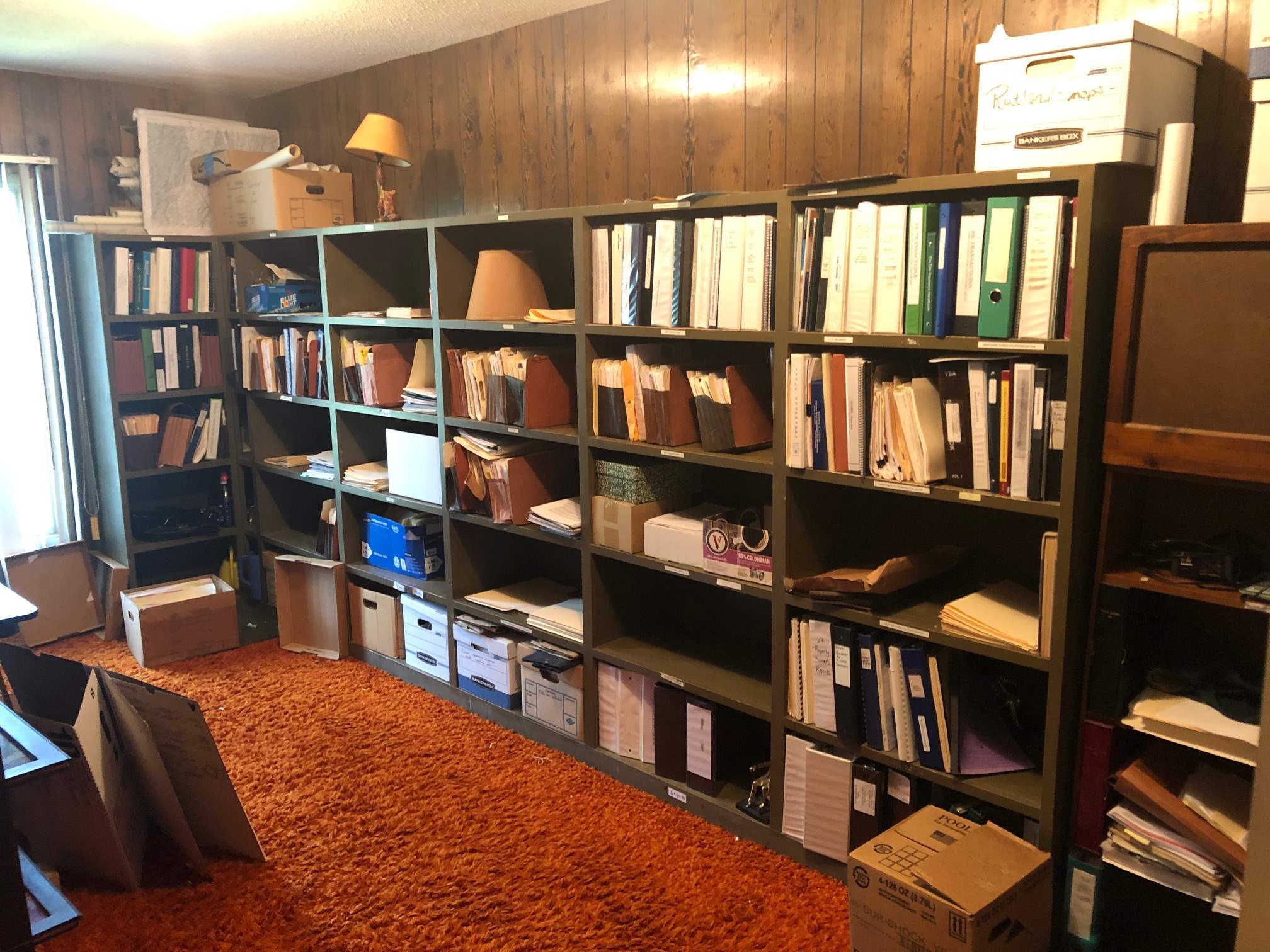 SW corner office, currently configured for file storage