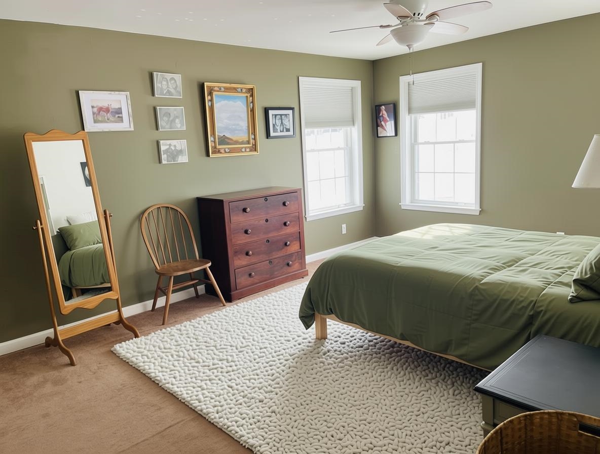 Virtually staged primary bedroom