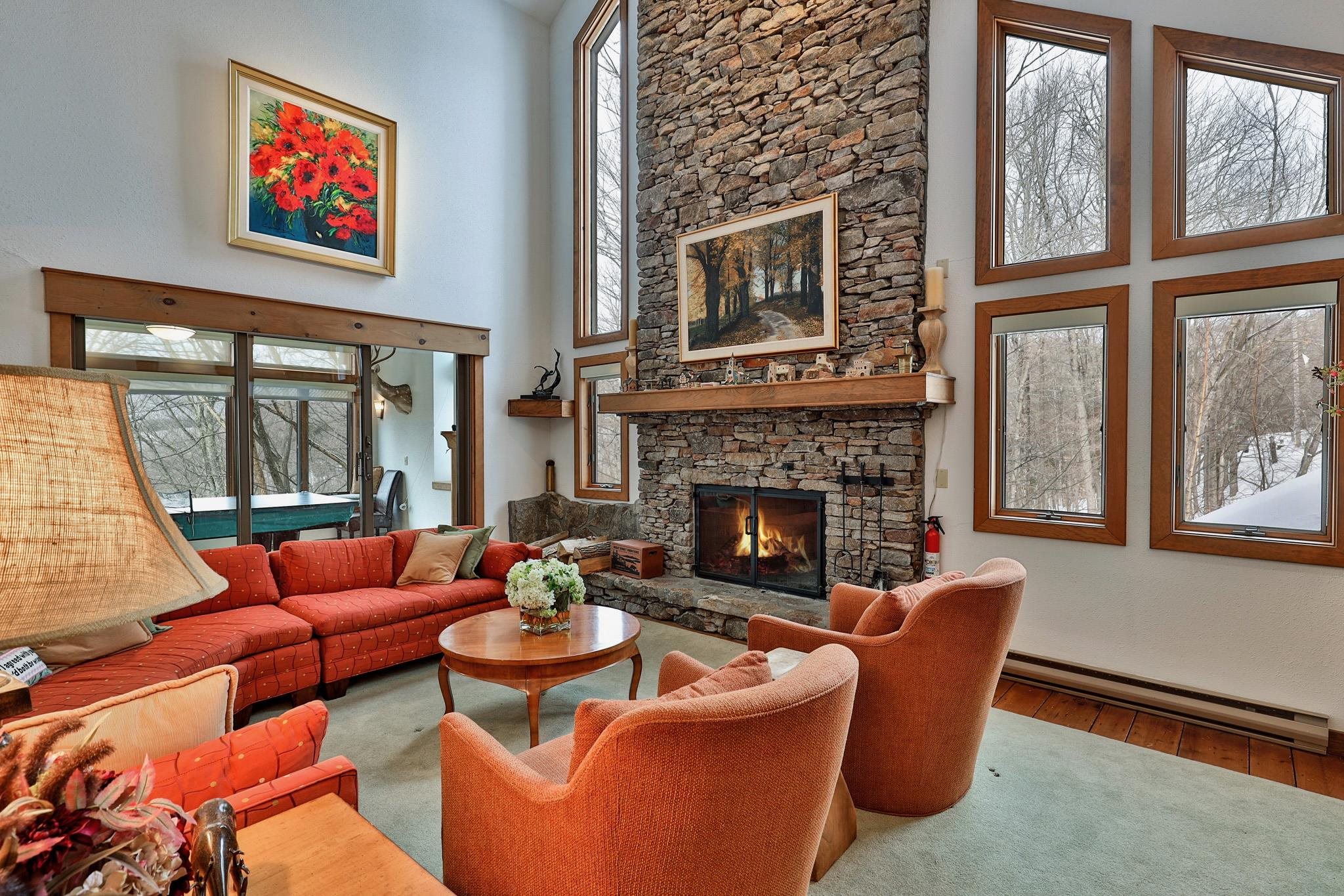 Striking stone fireplace 24730350