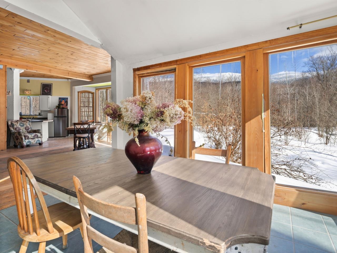 Dining with snowy view