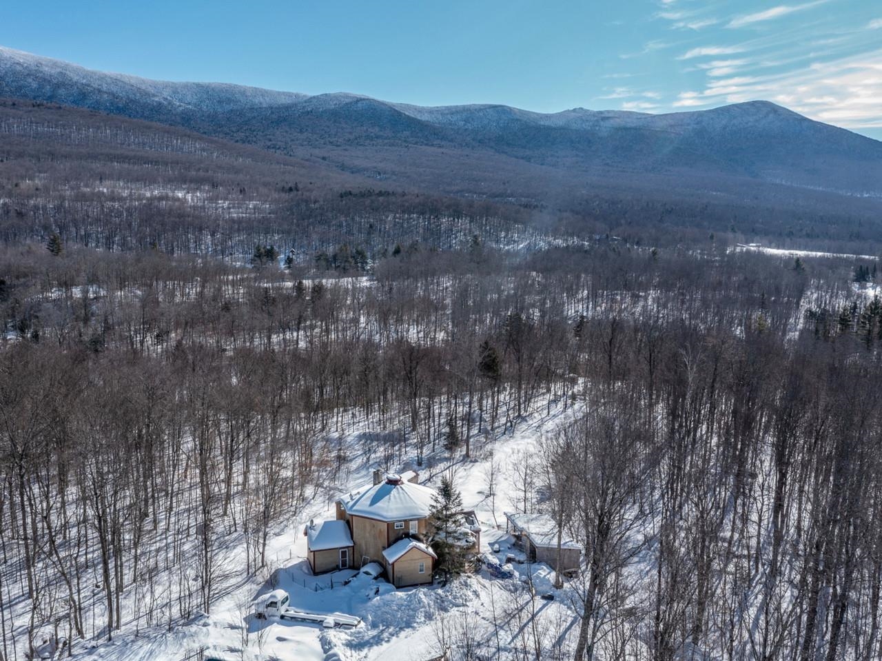Secluded snowy cabin