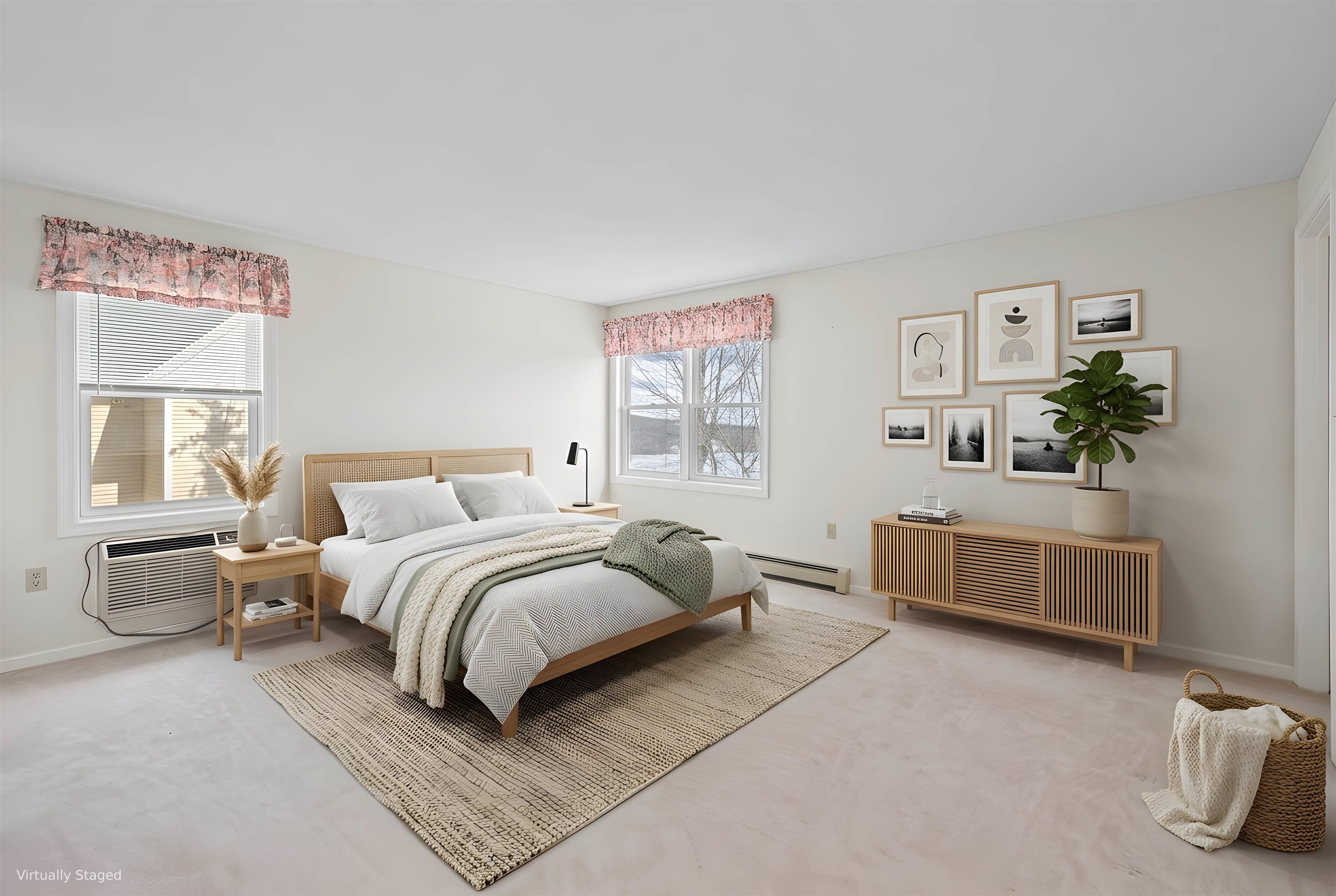 Virtually Staged primary bedroom w/ bath