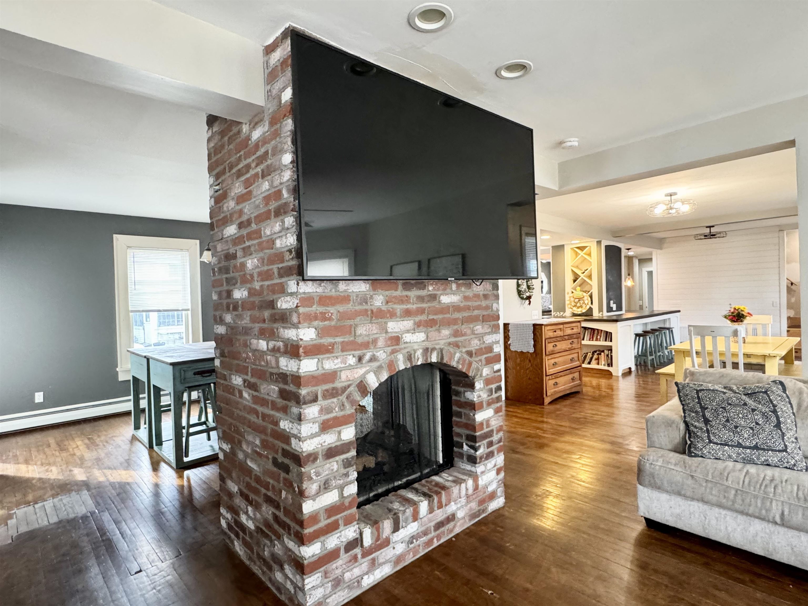 First floor gas fireplace