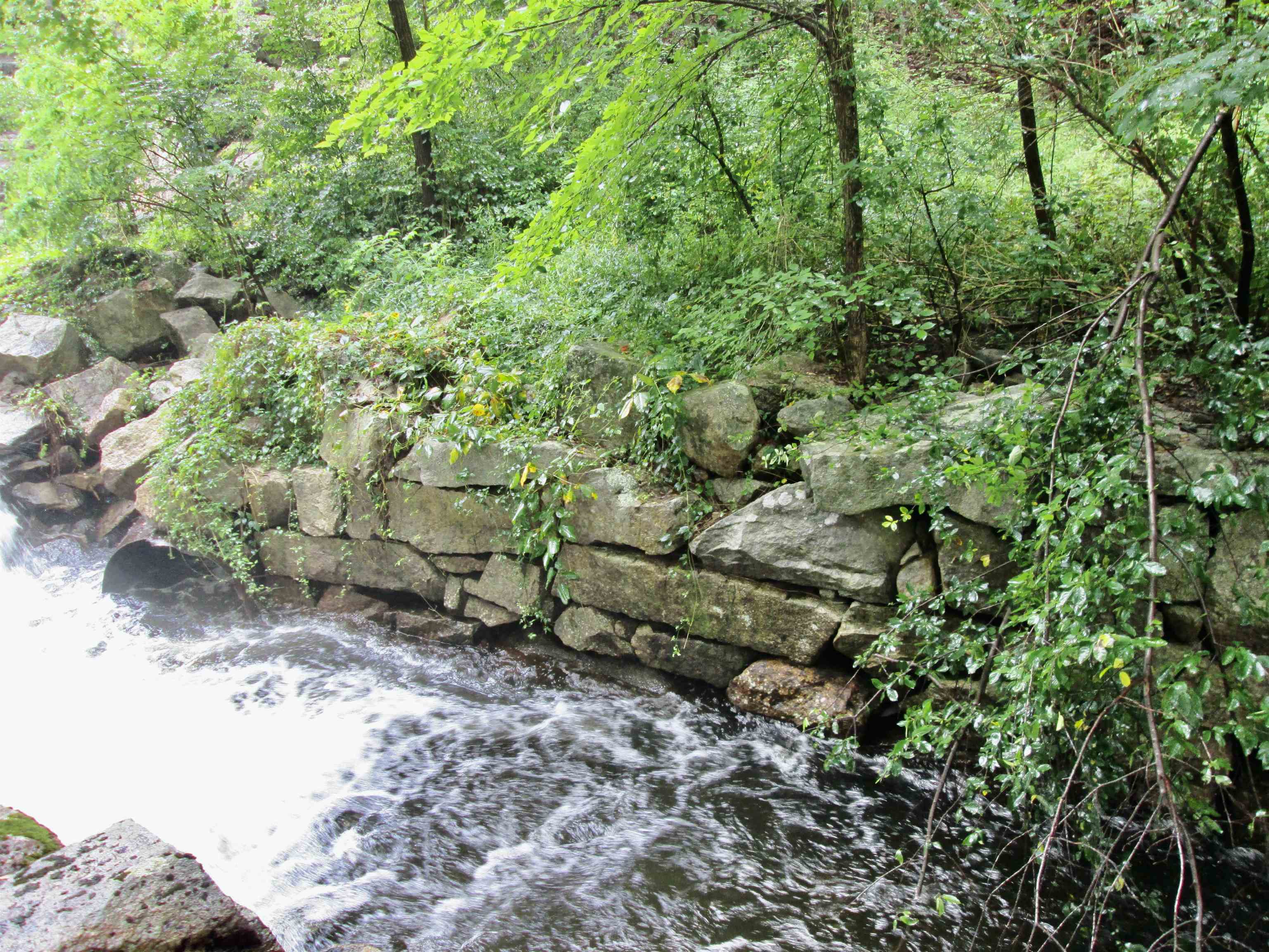 Stream that abuts property when pond is full