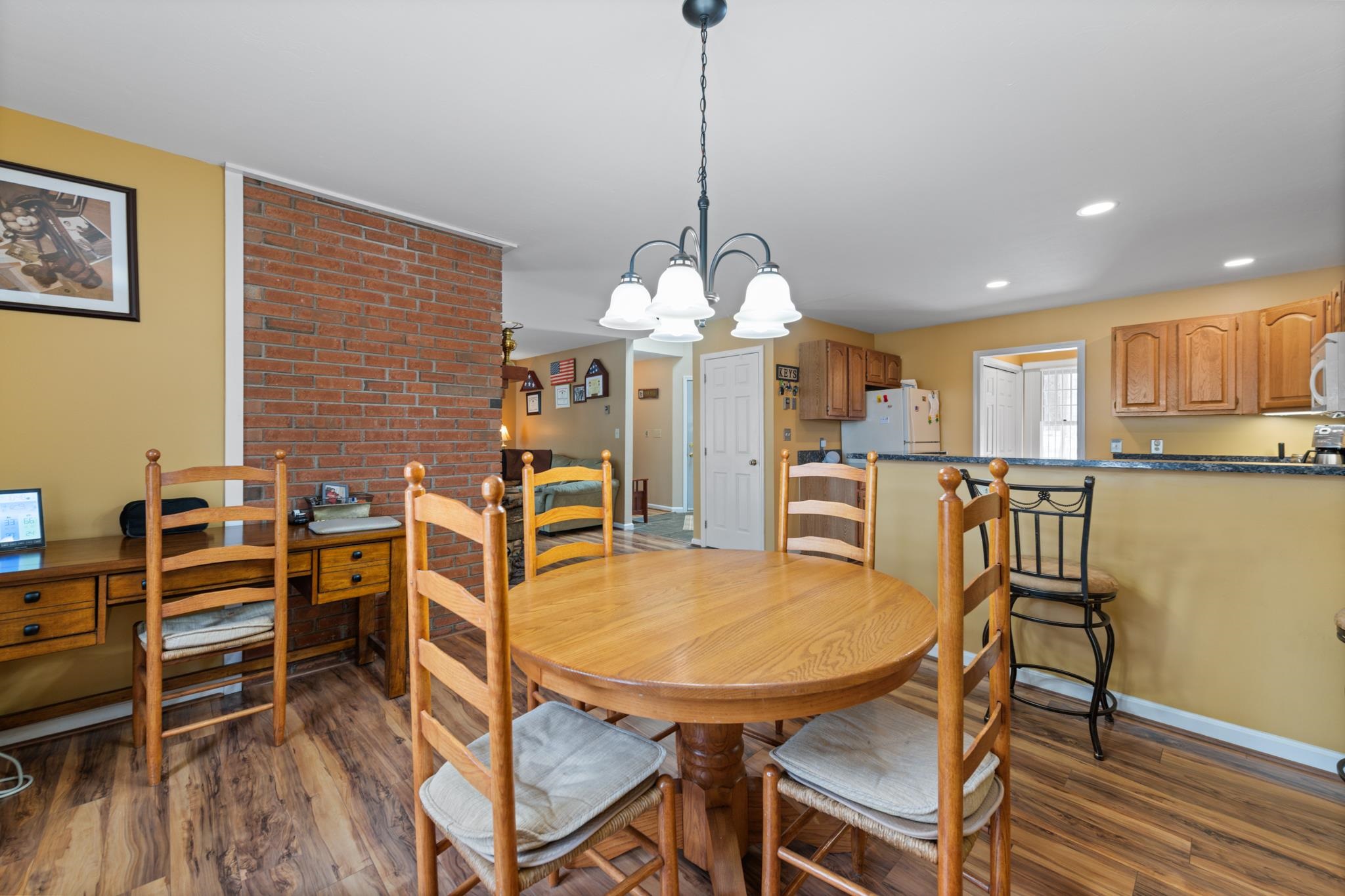 This dining room which sits right next to the kitchen for ease of entertaining