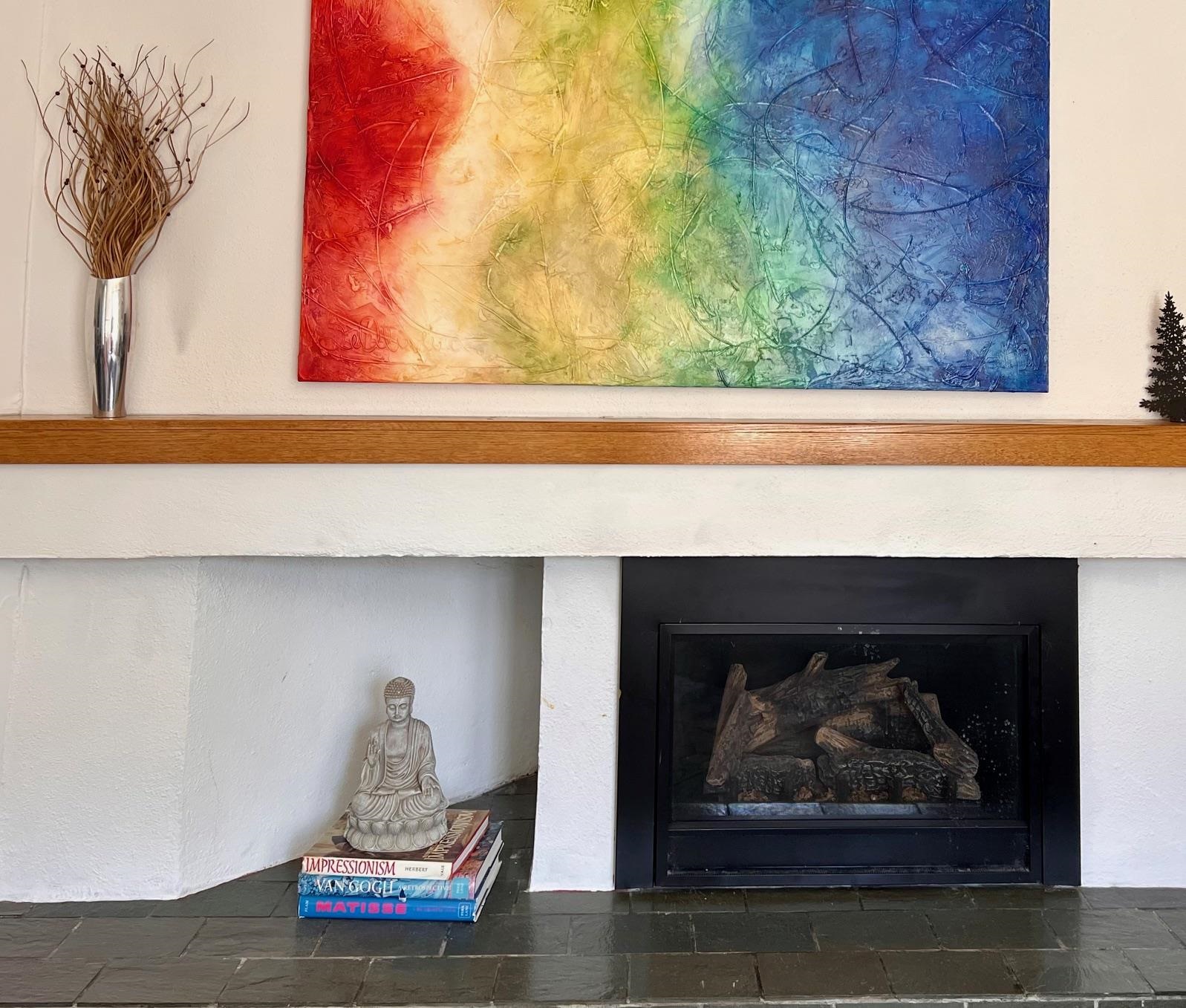 hearth with gas fireplace