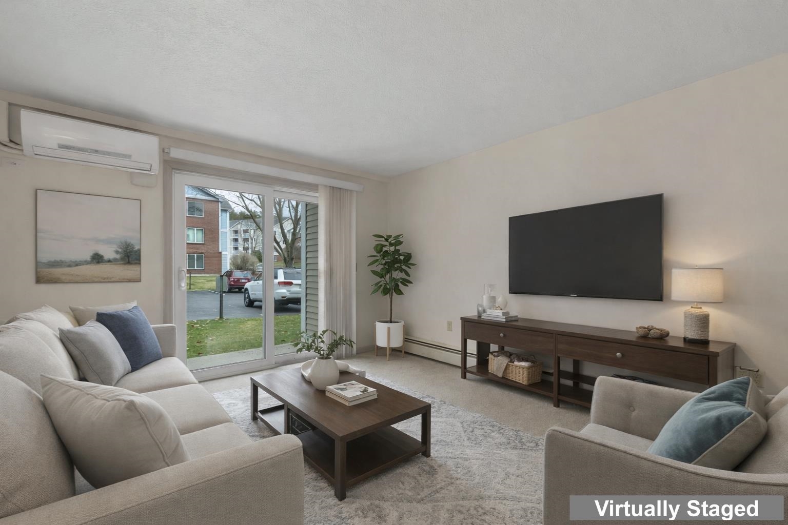 Living room virtually staged