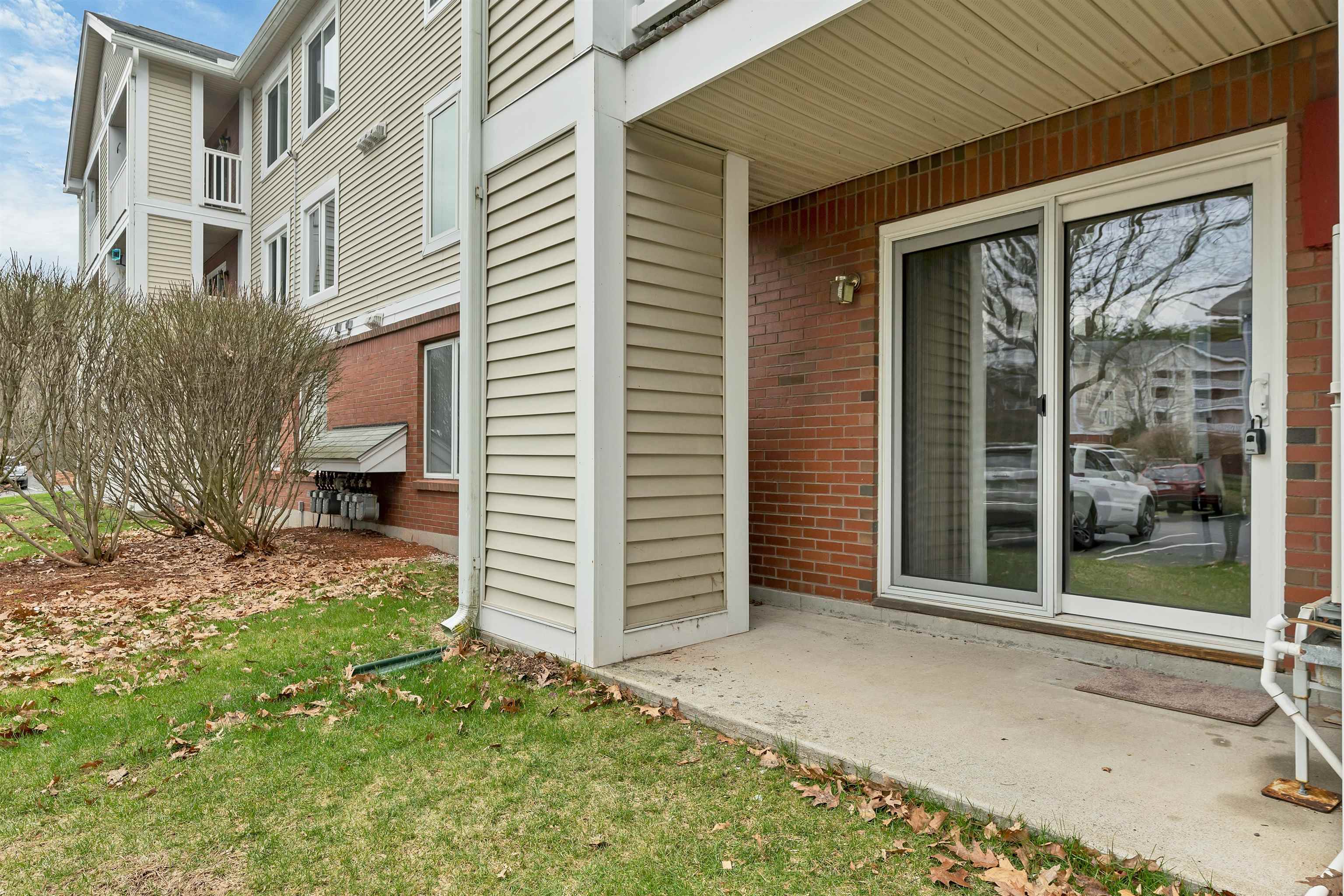 Outdoor patio with storage closet