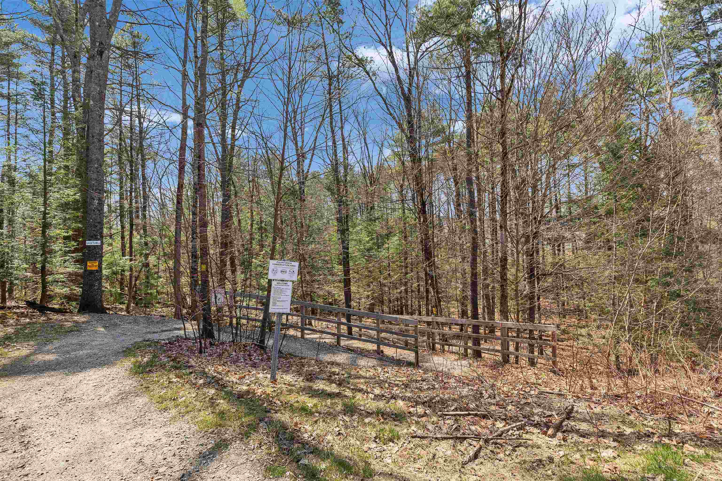 Town park and hiking trails directly across from the complex.
