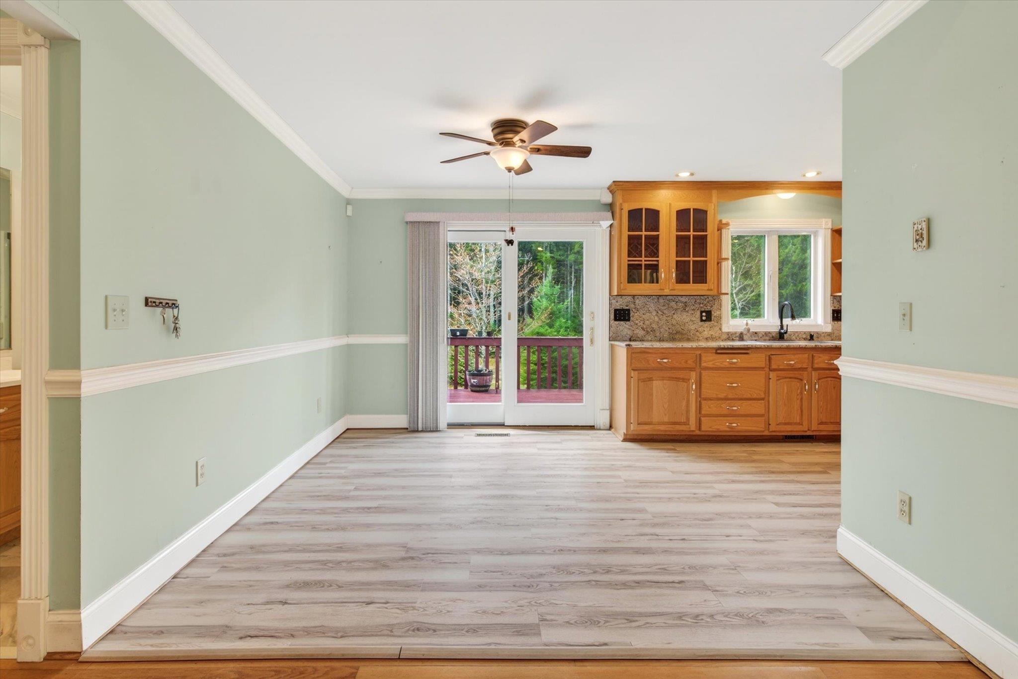 Dining room with slider to back deck