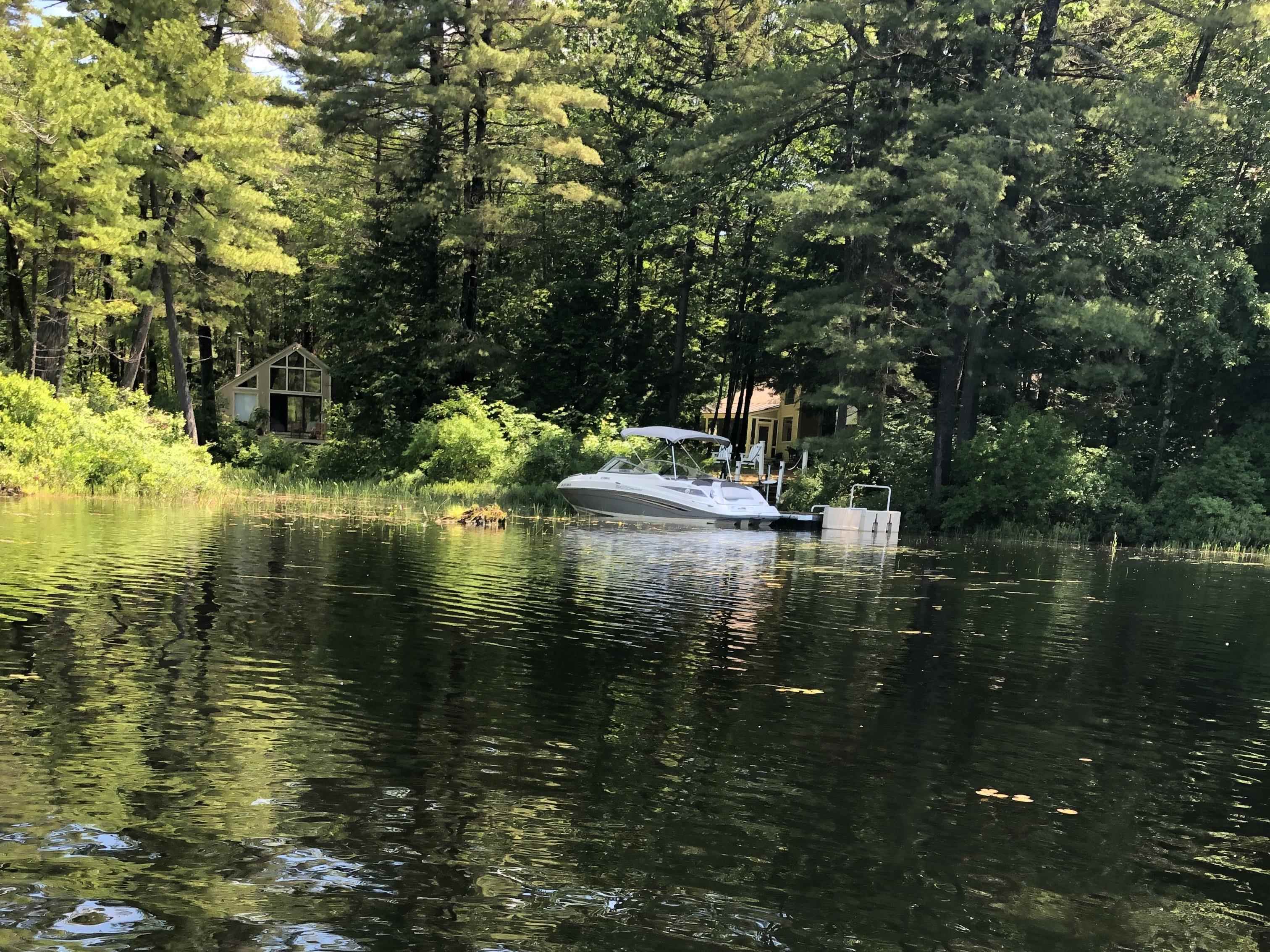 Lake view of both houses.