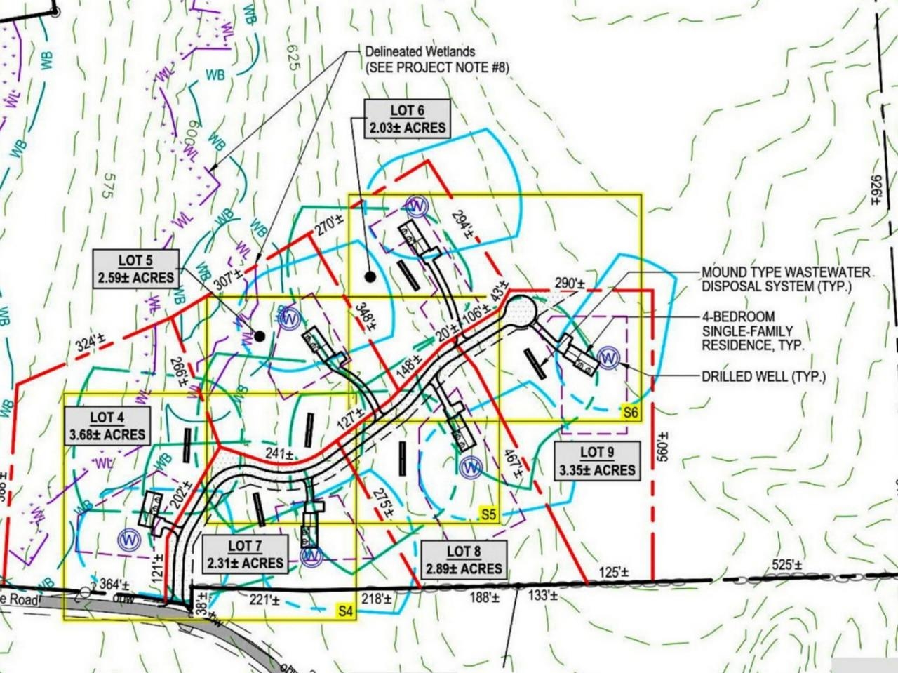 6-lot subdivision site plan