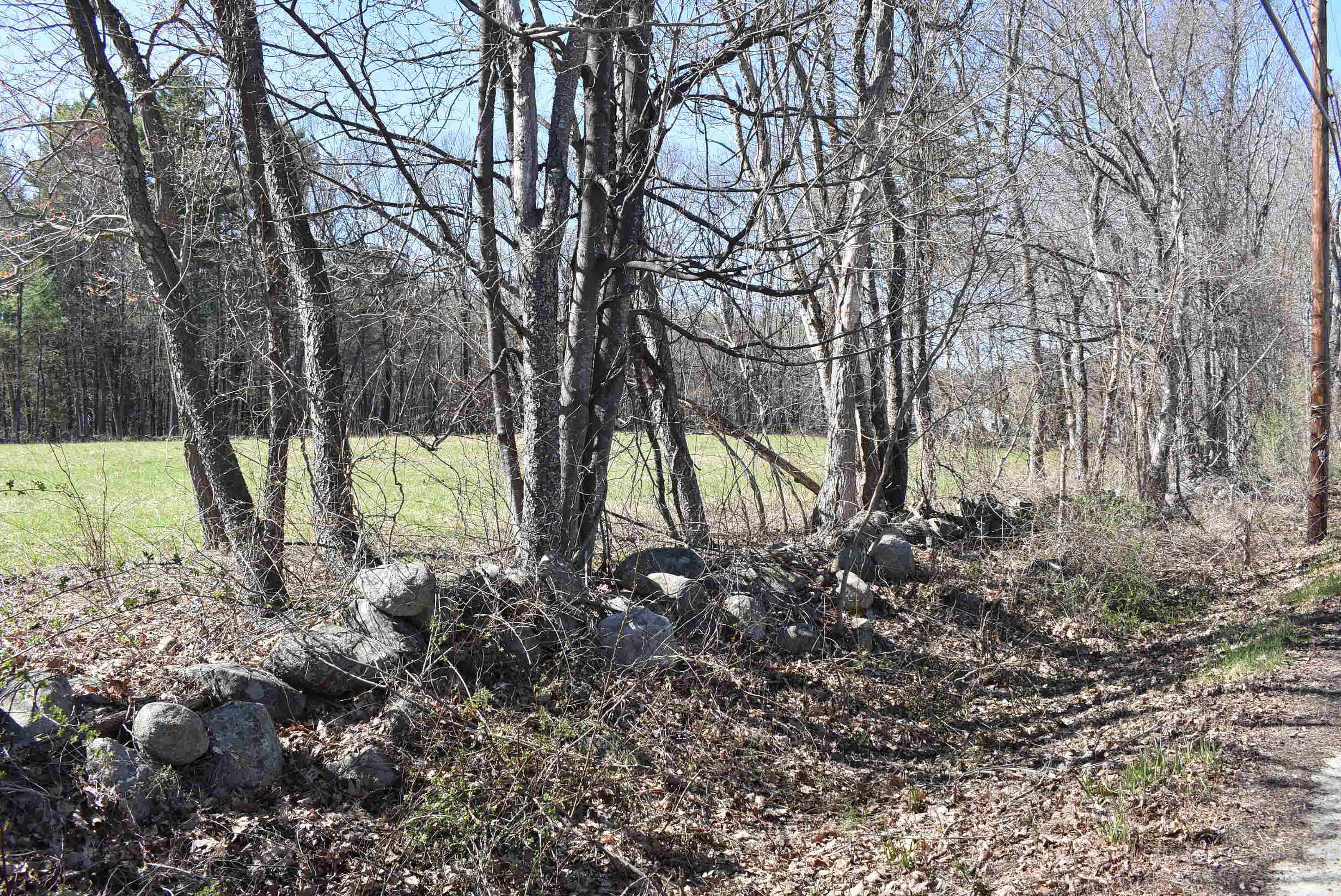 Rock wall borders the property