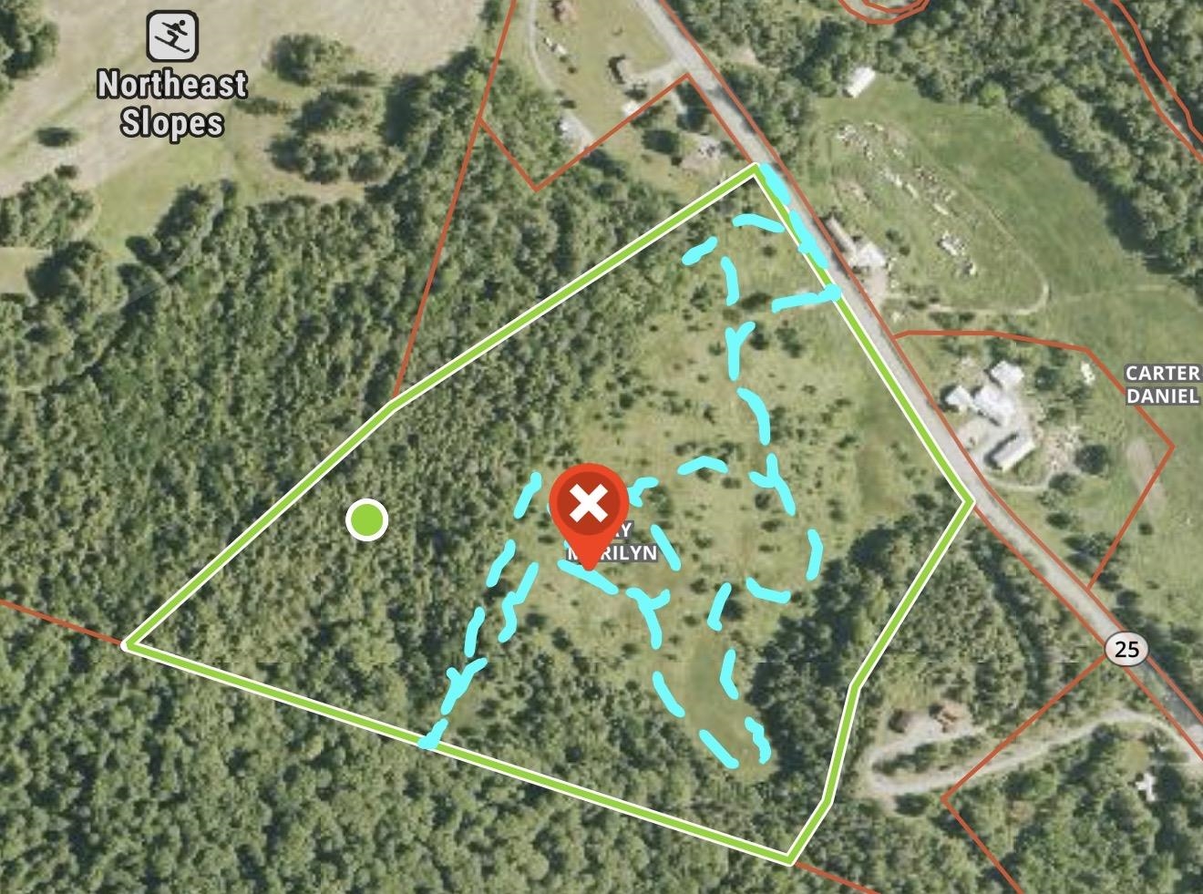 Walkabout Trail, Red X Marks Potential Spring