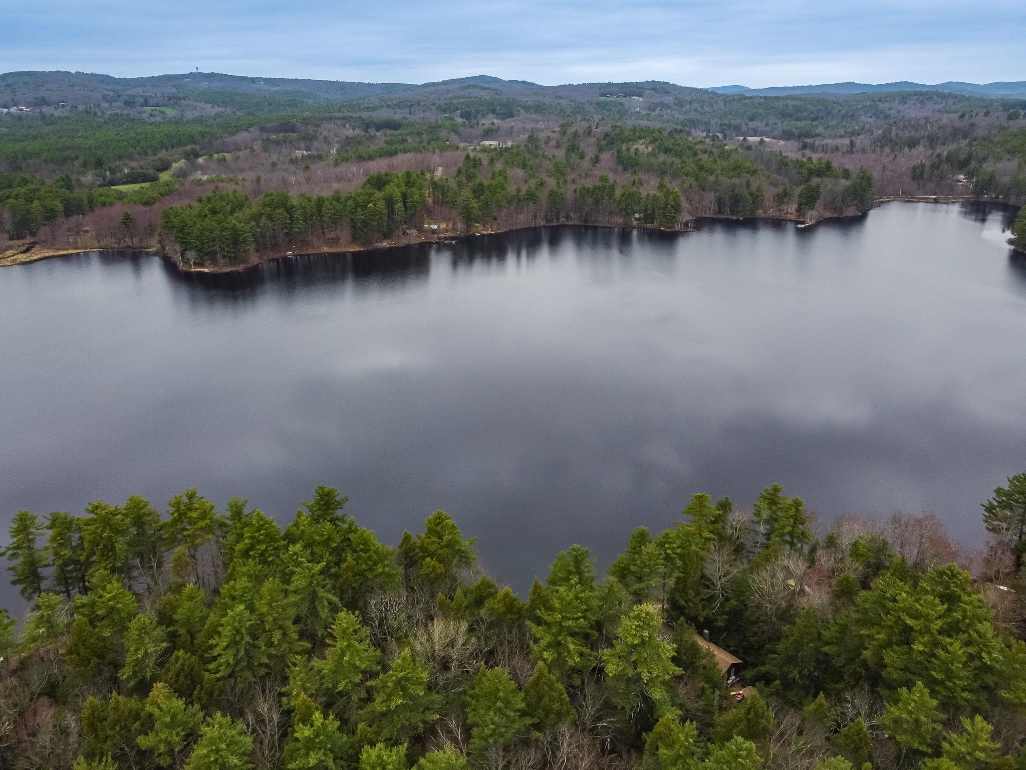 Aerial view of Haunted Lake, aka Scoby Pond