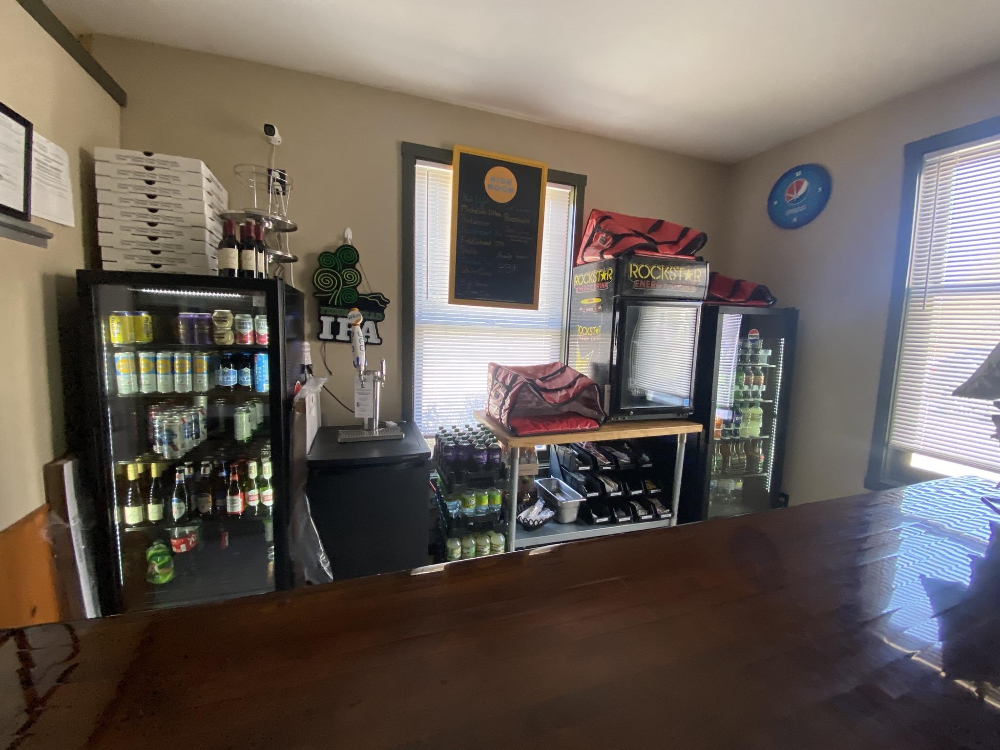 behind counter