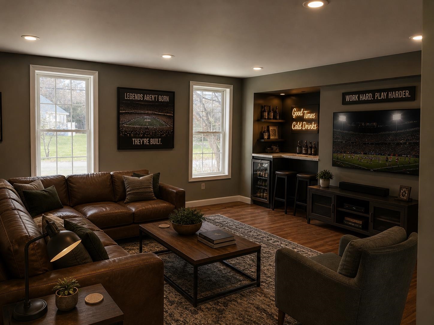 Staged as man cave