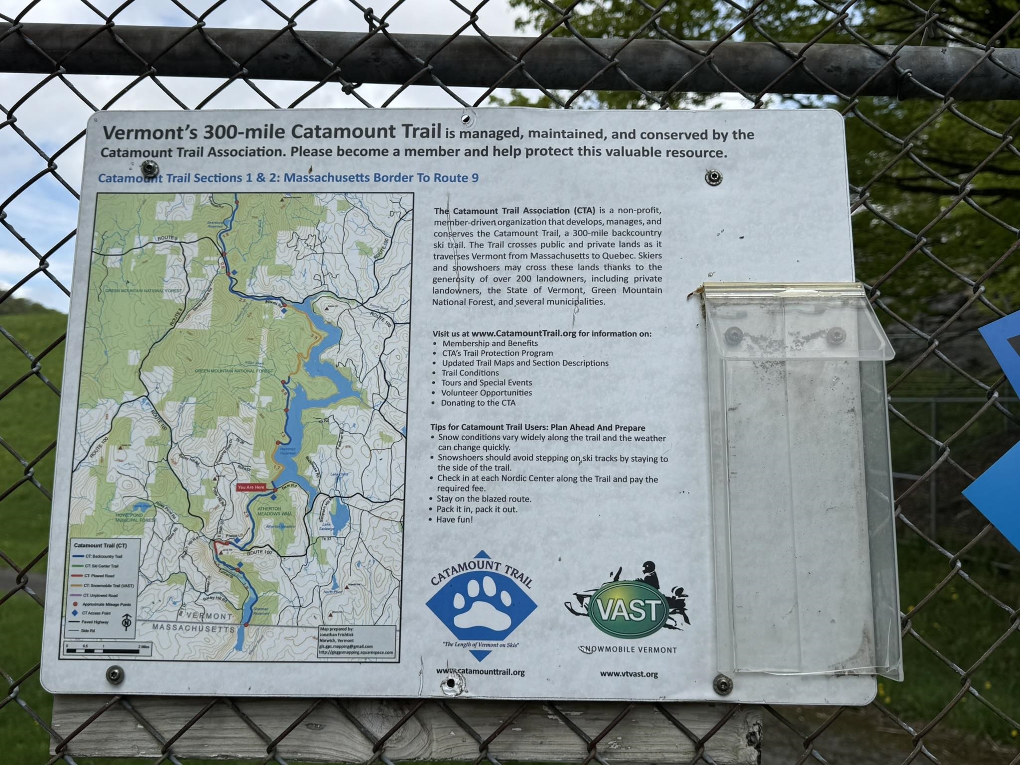 Catamount Trail Map at the Dam