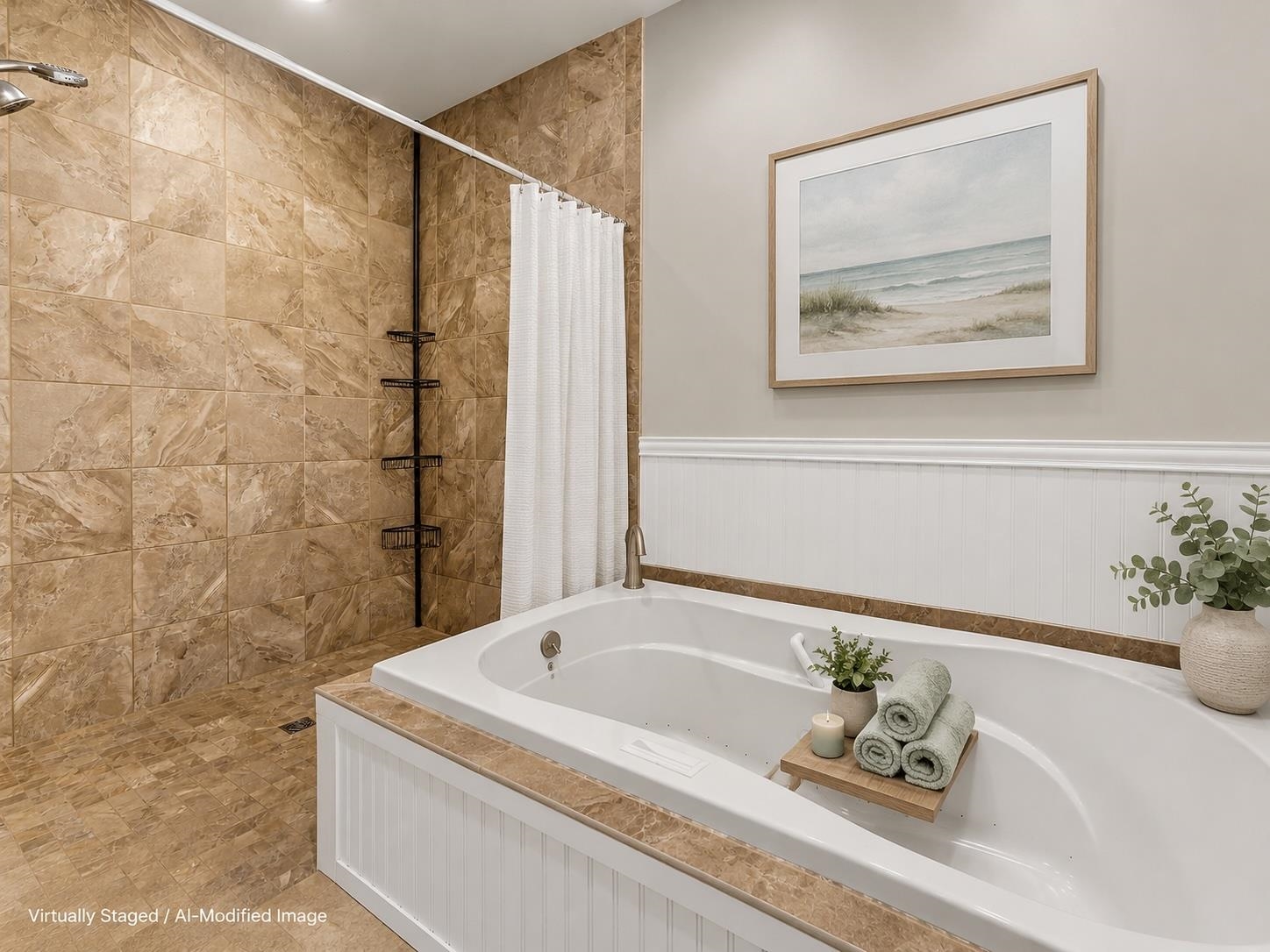 Primary Bathroom � Spa Tub & Tiled Shower