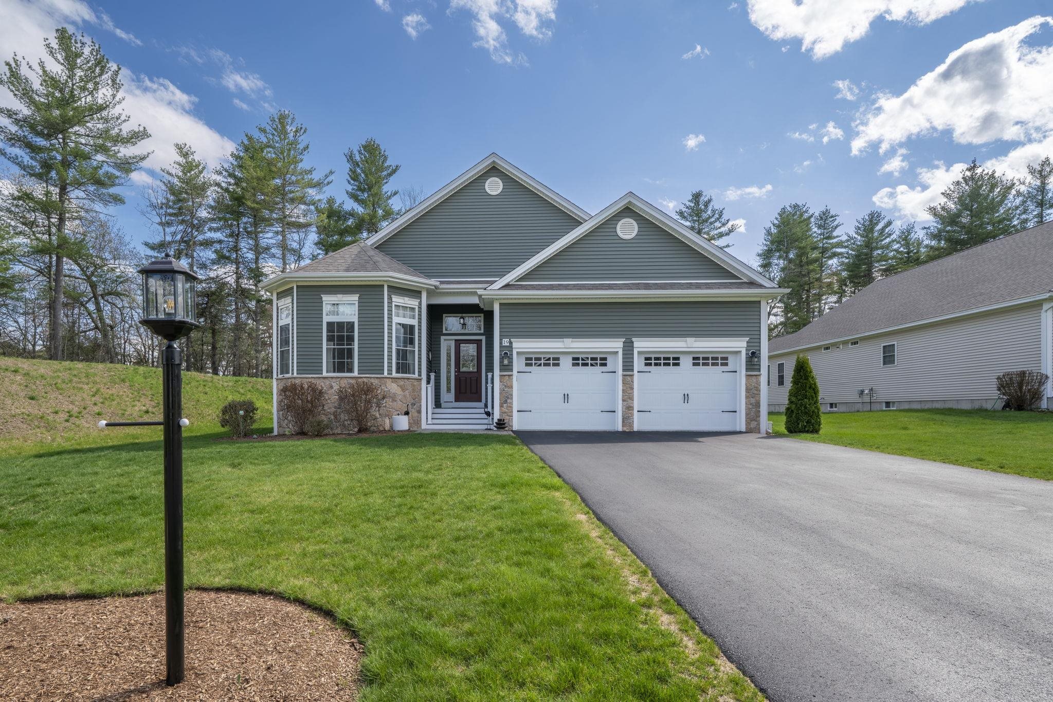 Discover a rare opportunity to own in the highly sought-after 55+ community of Cross Farm, where homes seldom become available. Built in 2022, this beautifully designed detached ranch-style condo offers the ease of single-level living paired with modern comfort and thoughtful upgrades throughout.  Step inside to an inviting open-concept floor plan filled with natural light, perfect for both everyday living and entertaining. The home has been enhanced with a professionally finished basement, creating additional living space ideal for guests, a media room, home office, or hobby area. You'll also appreciate the abundant storage space rarely found in condo living.  Outside, enjoy the extended back patio — a perfect retreat for morning coffee, relaxing evenings, or entertaining friends and family.  Conveniently located just minutes from Route 93, this home offers the perfect balance of peaceful community living with easy access for commuting to Massachusetts. Combining low-maintenance living, modern construction, and a premier location, this is a unique opportunity you won’t want to miss in Cross Farm.