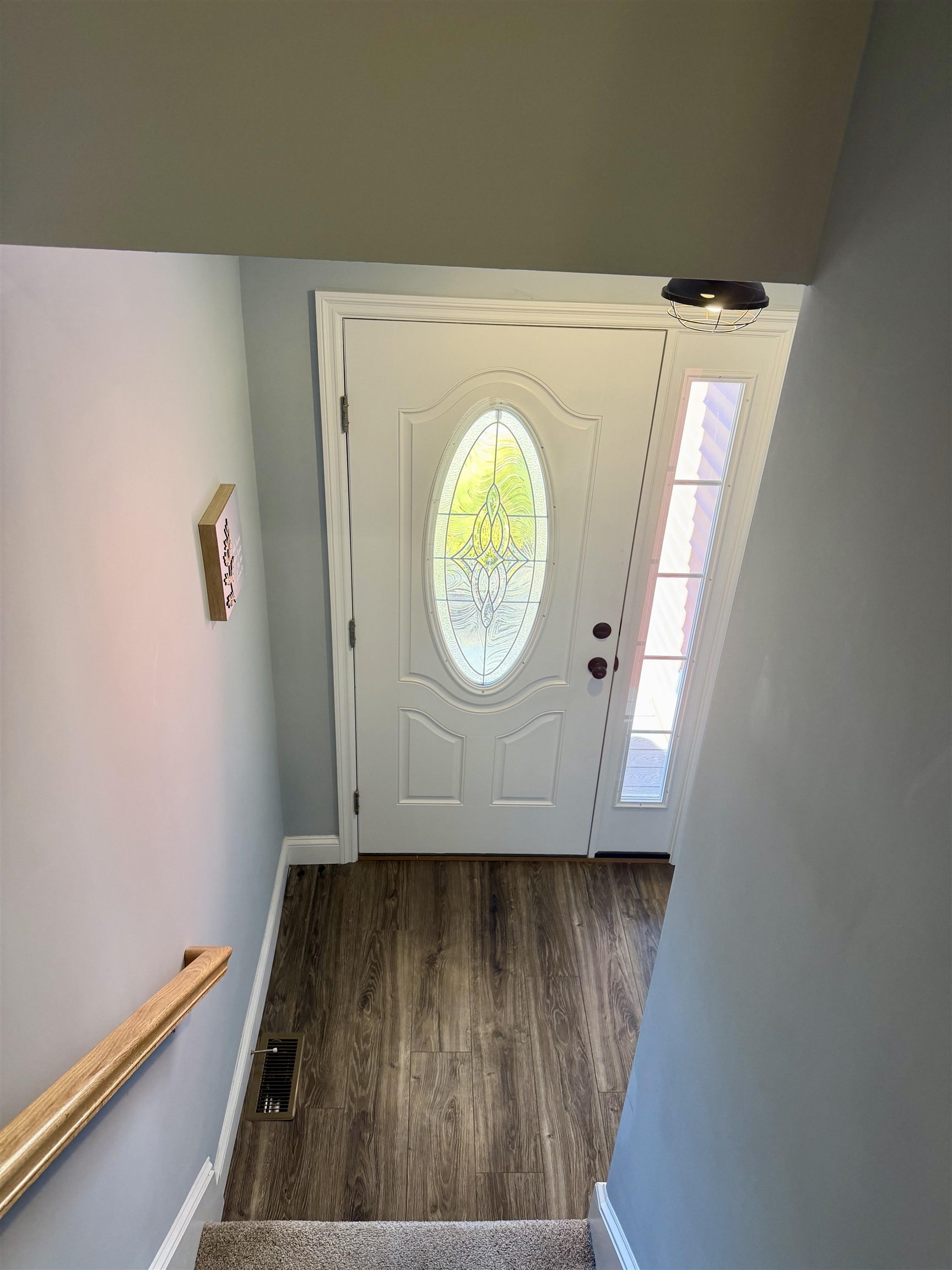 Front door from stairs.