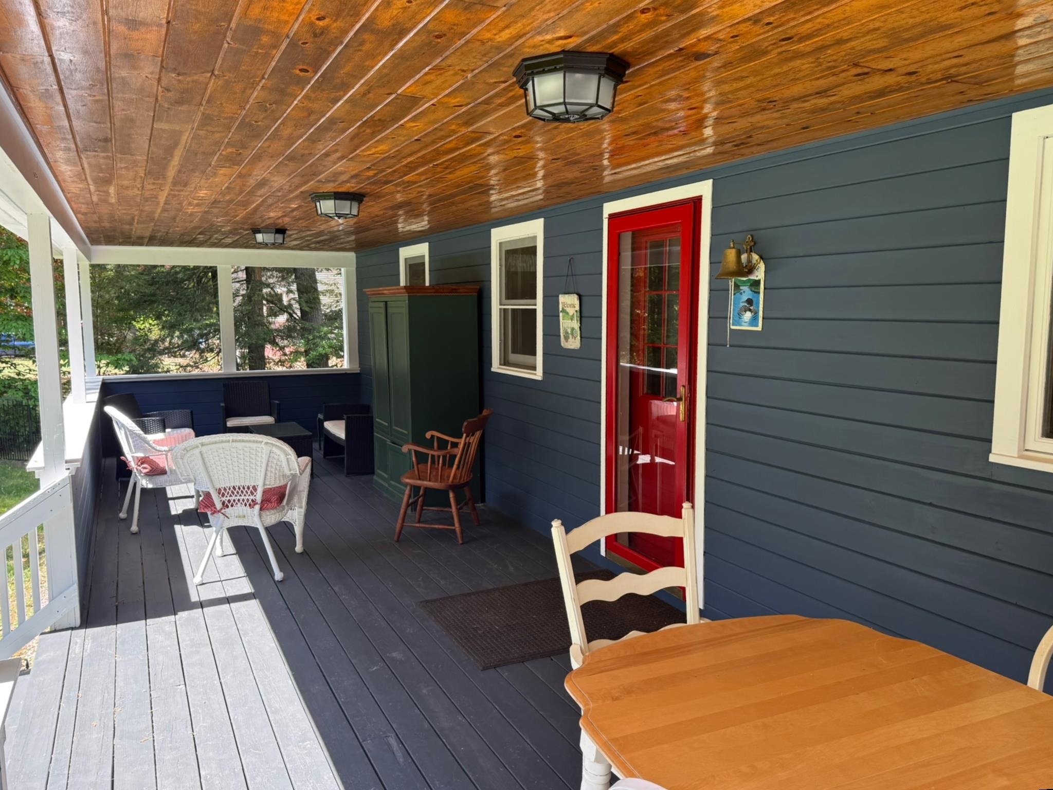 A generous covered porch for three-season enjoyment