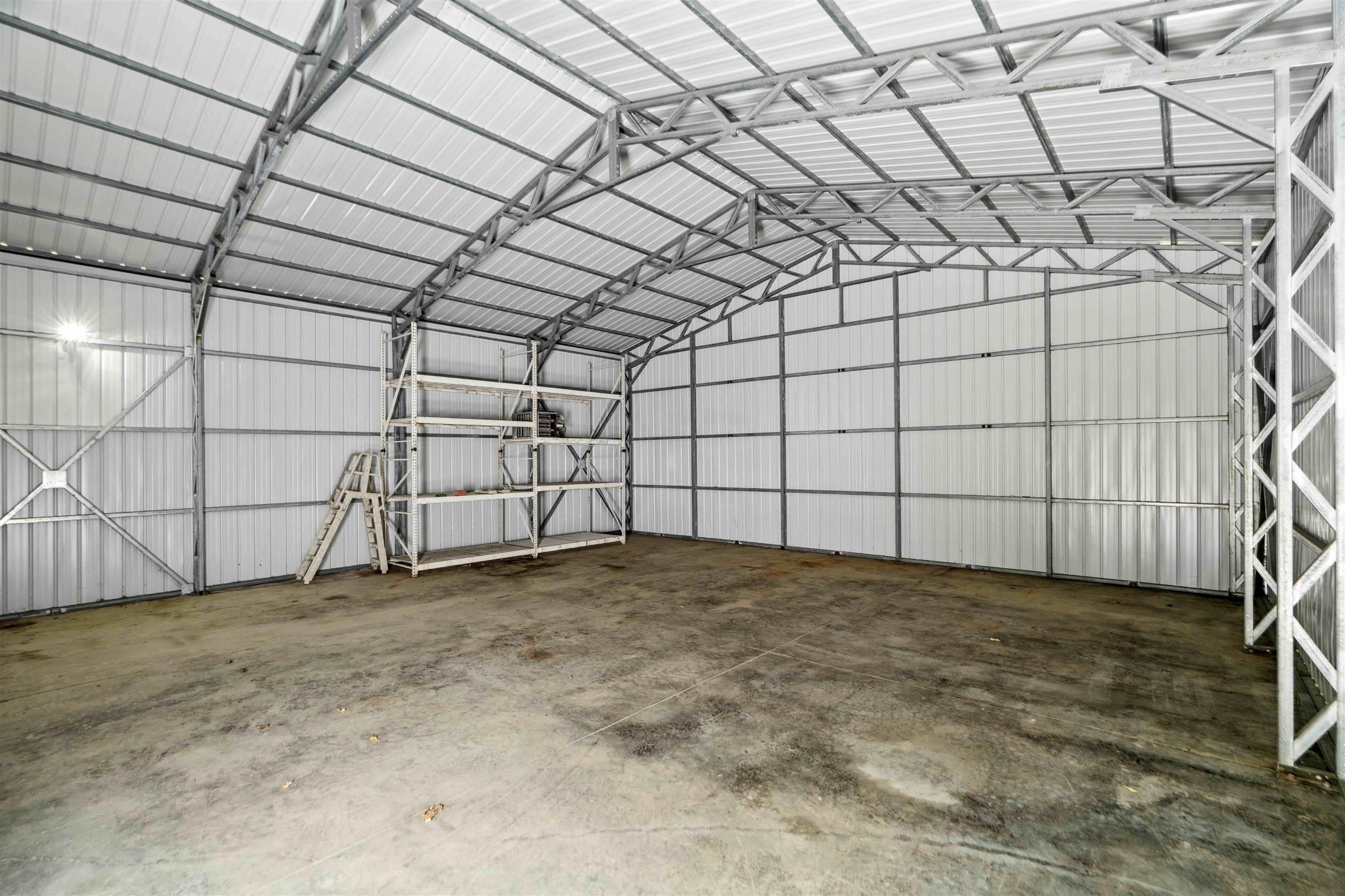 Interior of metal building