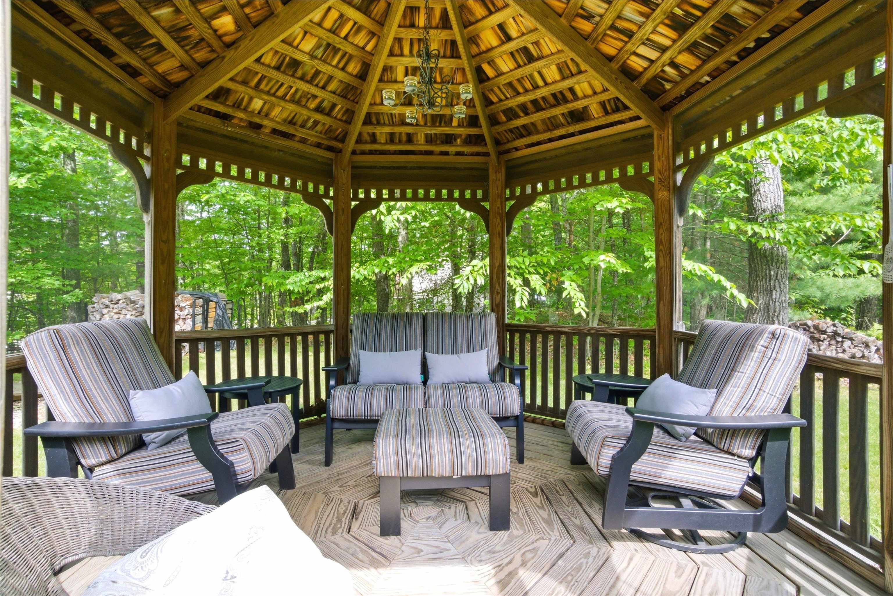A gazebo for happy hour or quiet reading.