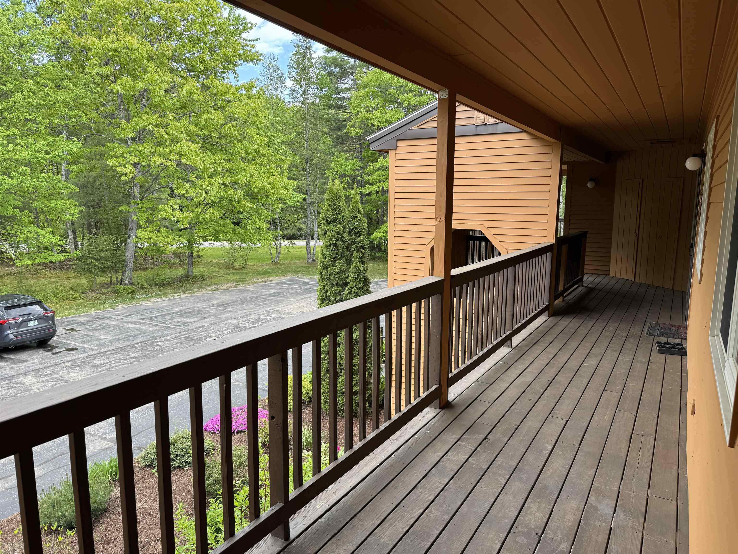 second story unit with covered entryway