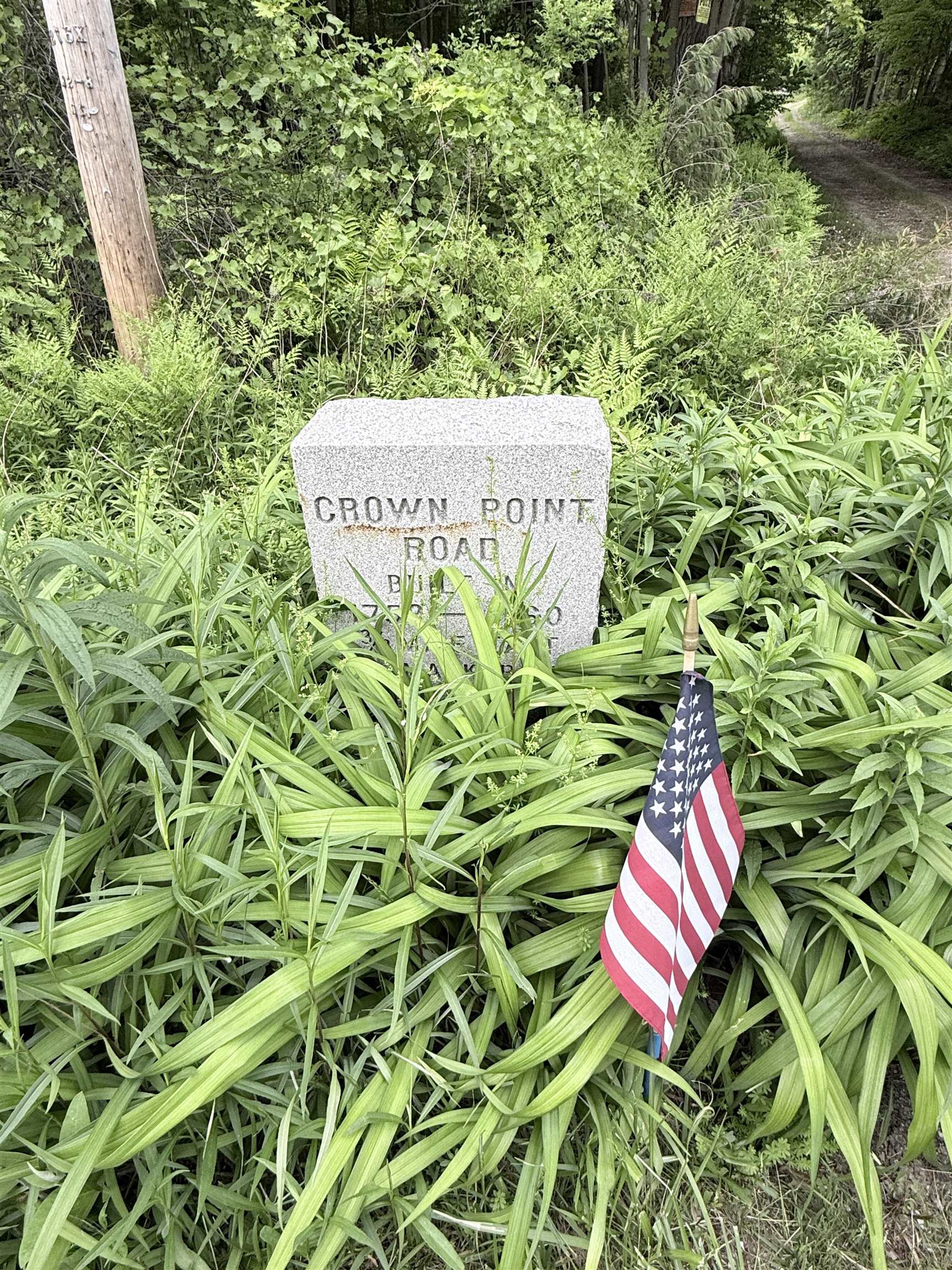 Historic Crown Point Road abuts the property