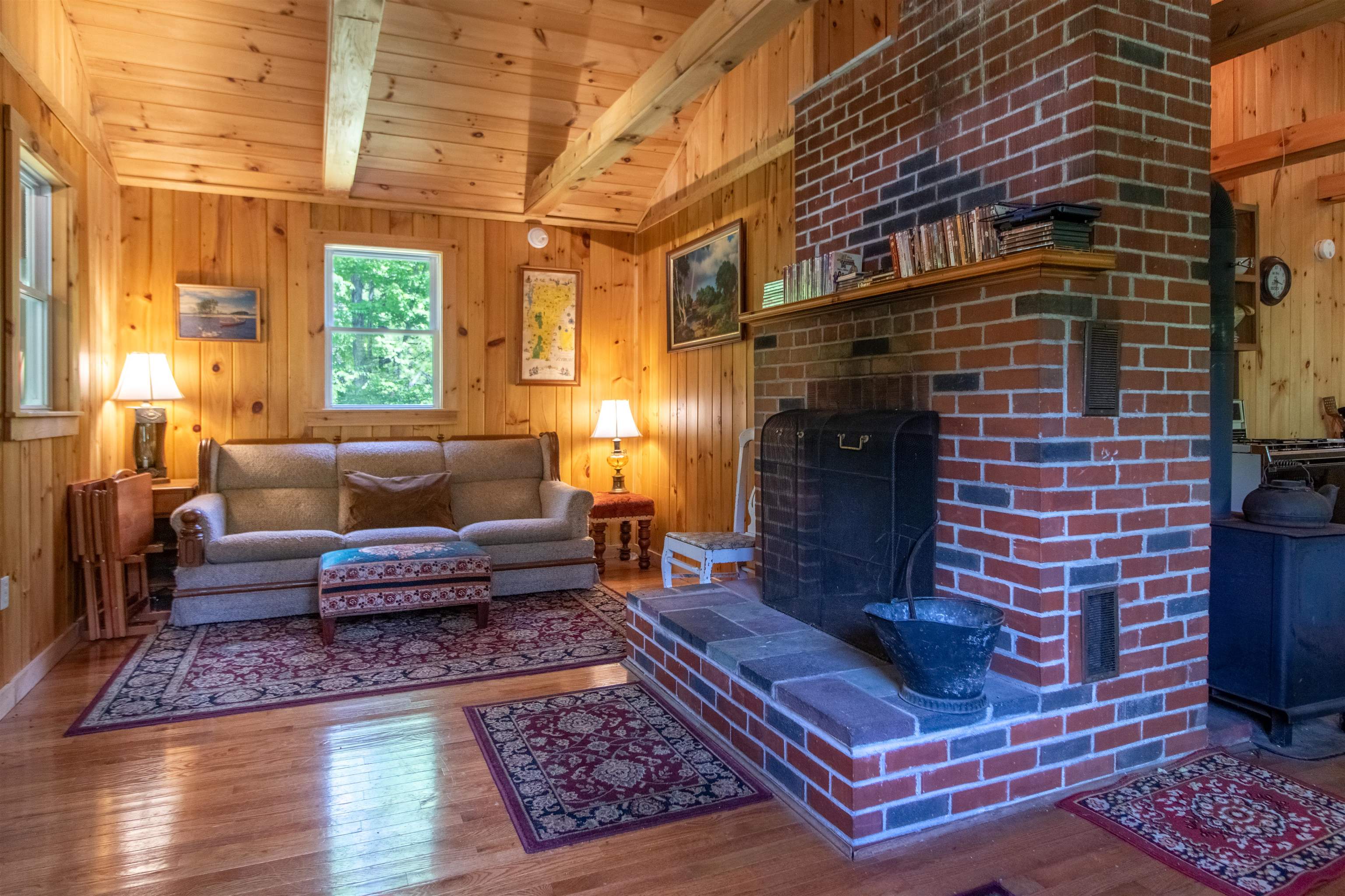 Living room with a fireplace