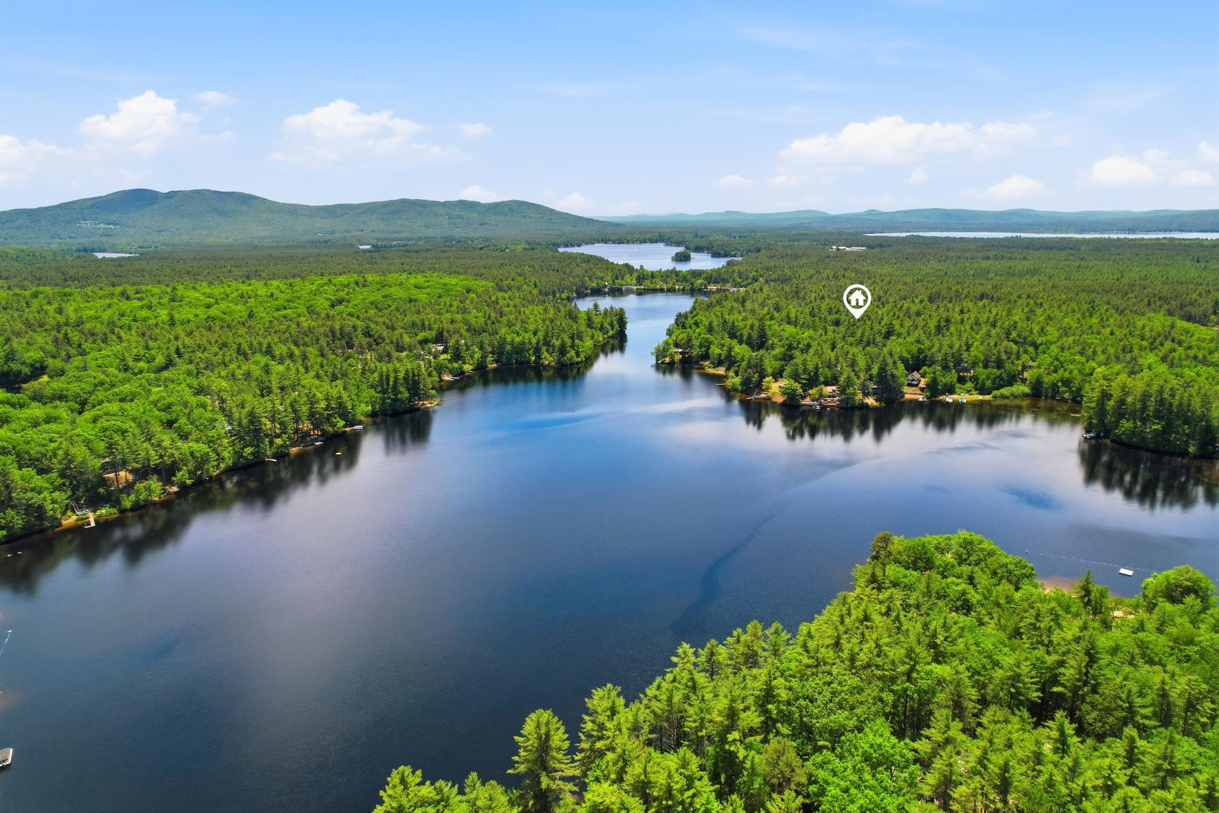 Drone view of lake and area