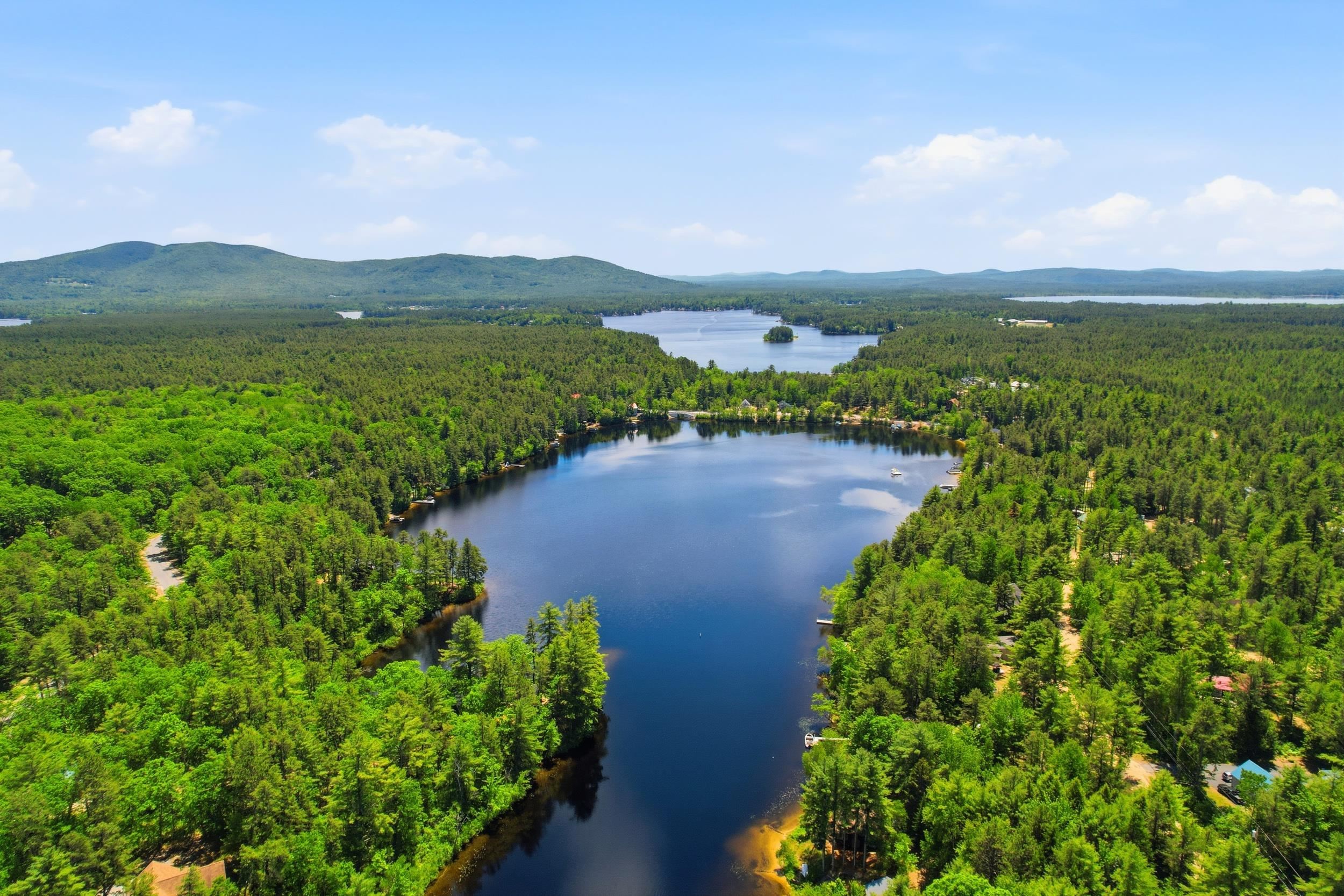 Drone view of lake and area